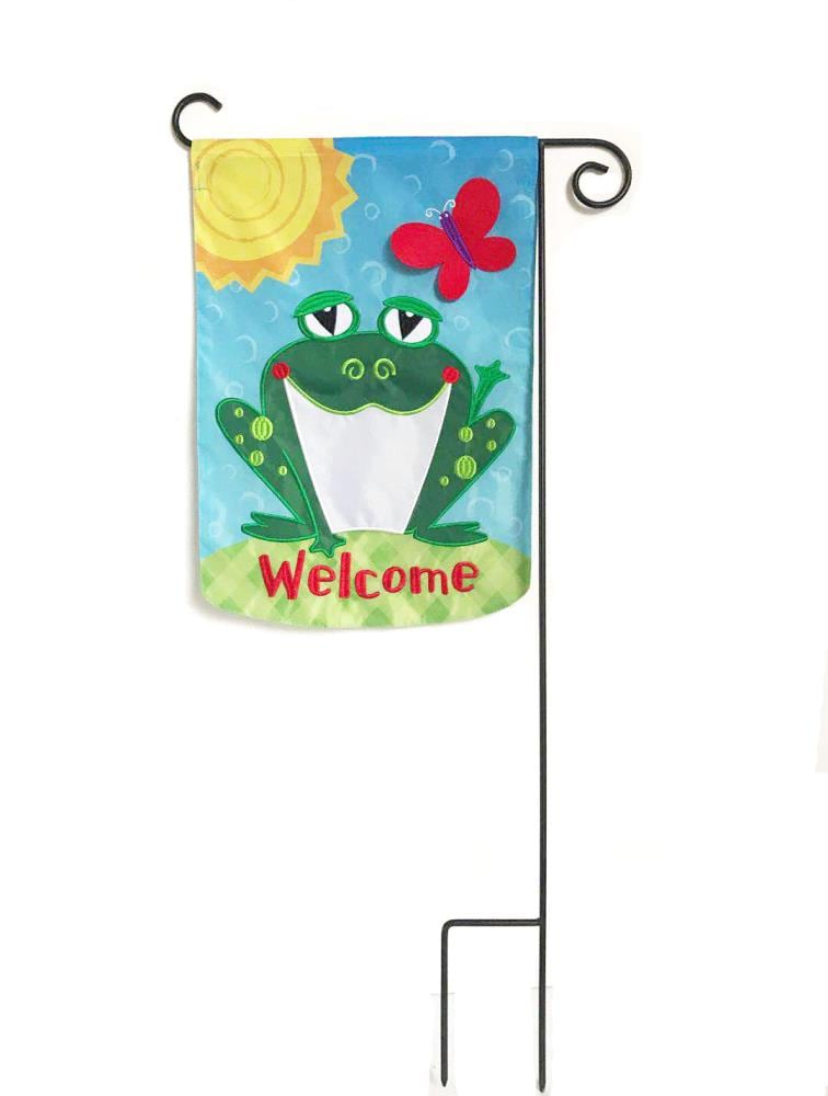 Backyard Glory 1-ft W x 1.5-ft H Frogs Embroidered Garden Flag in the ...