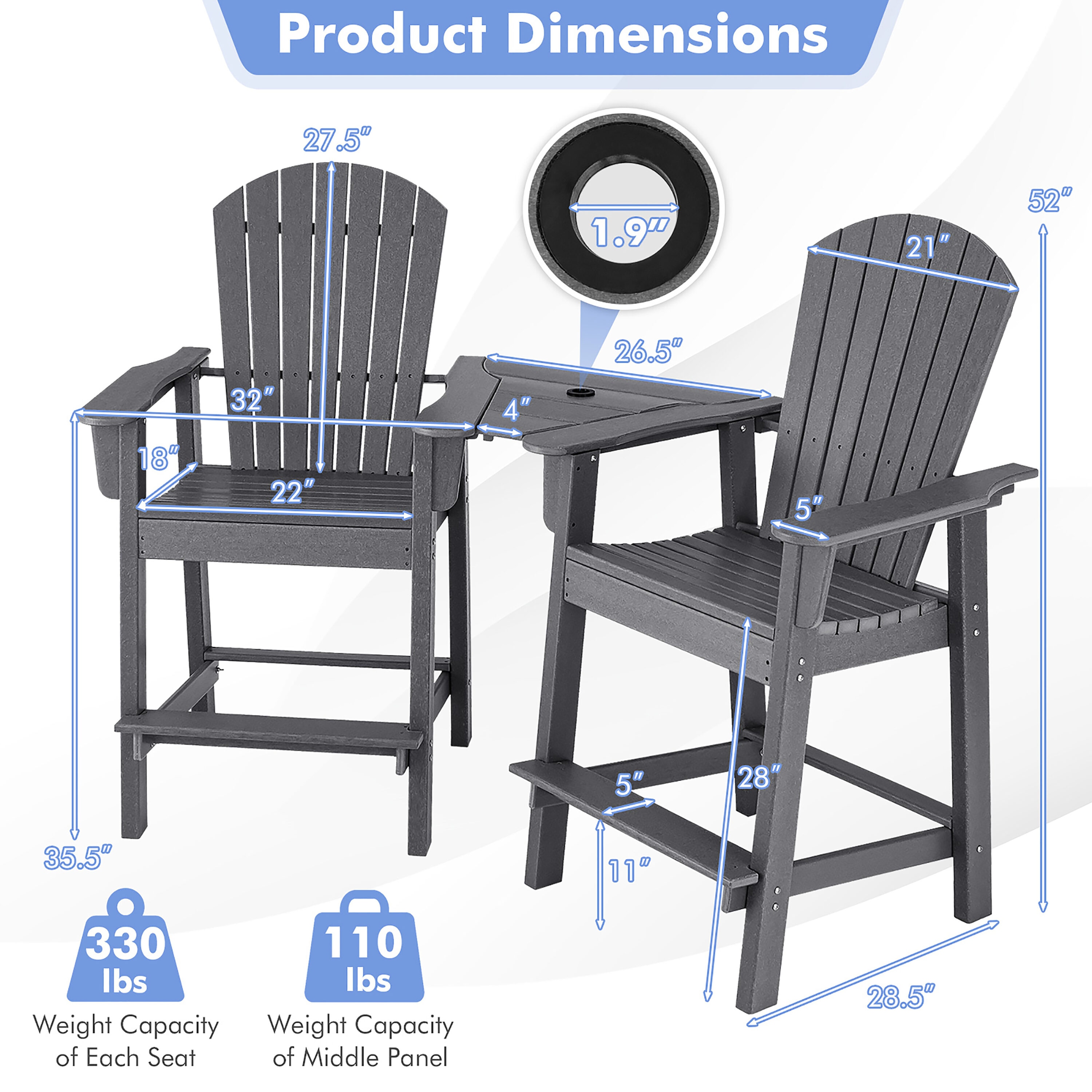 Costway NP10380GR+ Patio-Chairs - View #9