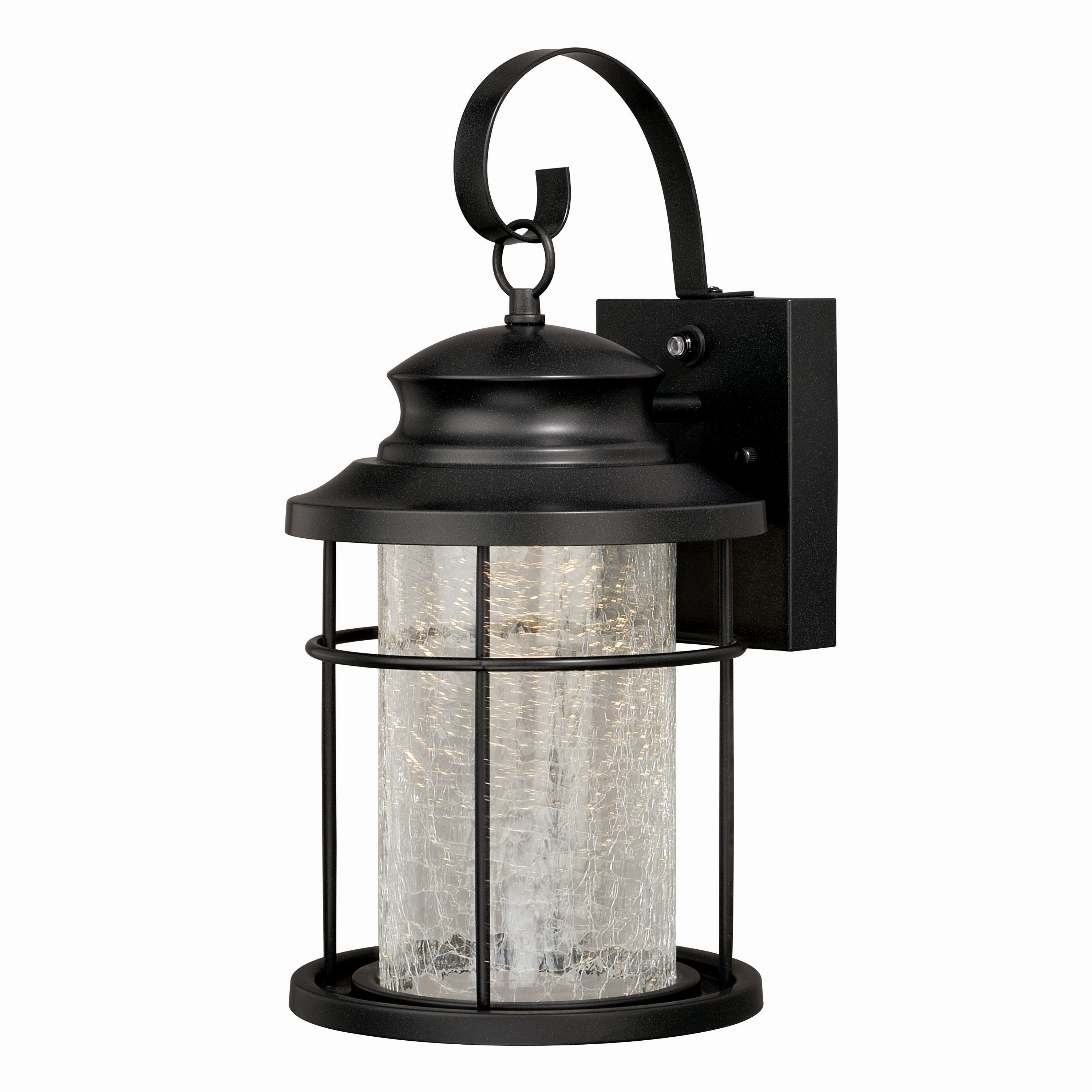 Melbourne Bronze LED Outdoor Wall Sconce with Crackled Glass