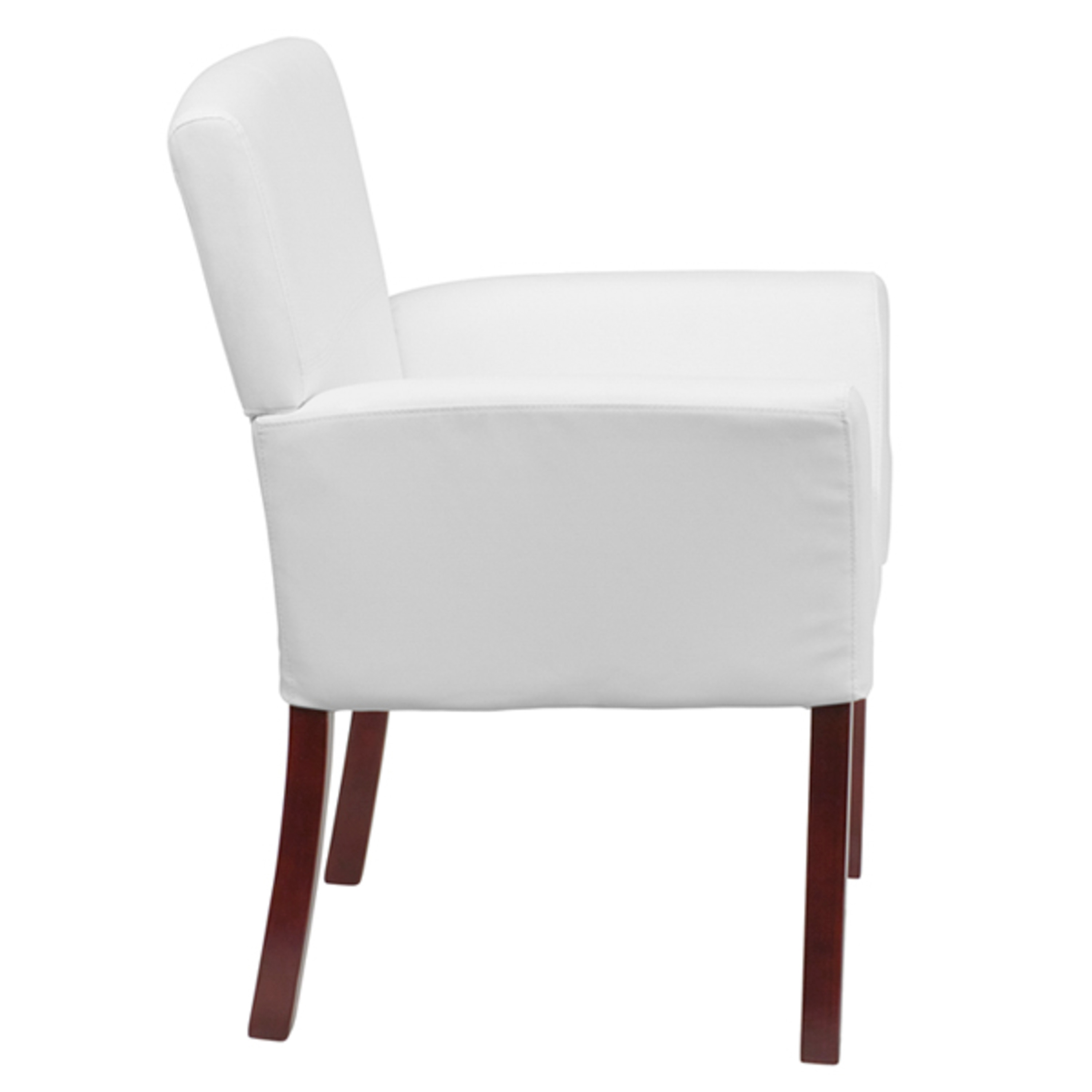 Taylor White LeatherSoft Executive Chair with Mahogany Wood Legs
