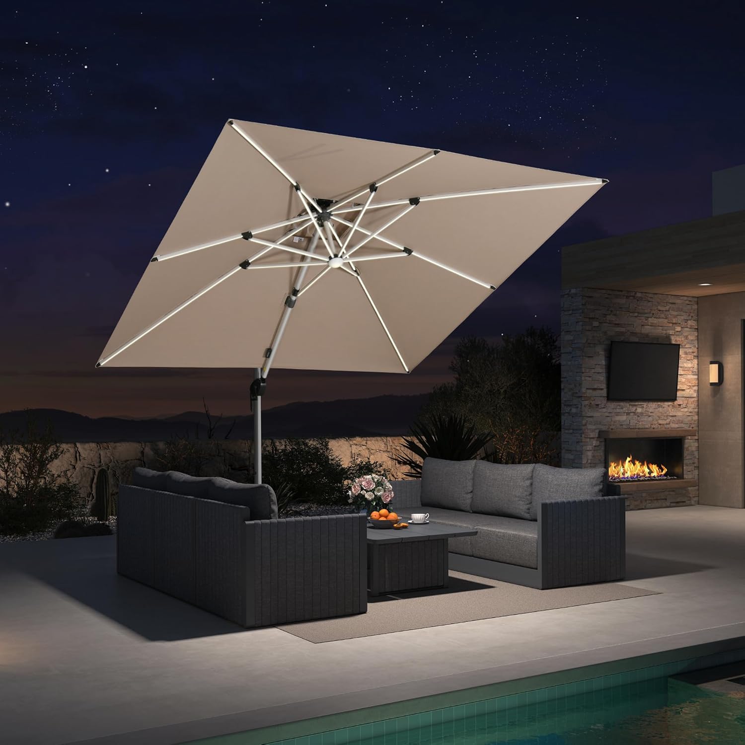 9-ft patio umbrella lights WestinTrends 9 ft. Solar Power LED Market A handy switch lets you control the lighting Blissun 9 ft Solar Umbrella