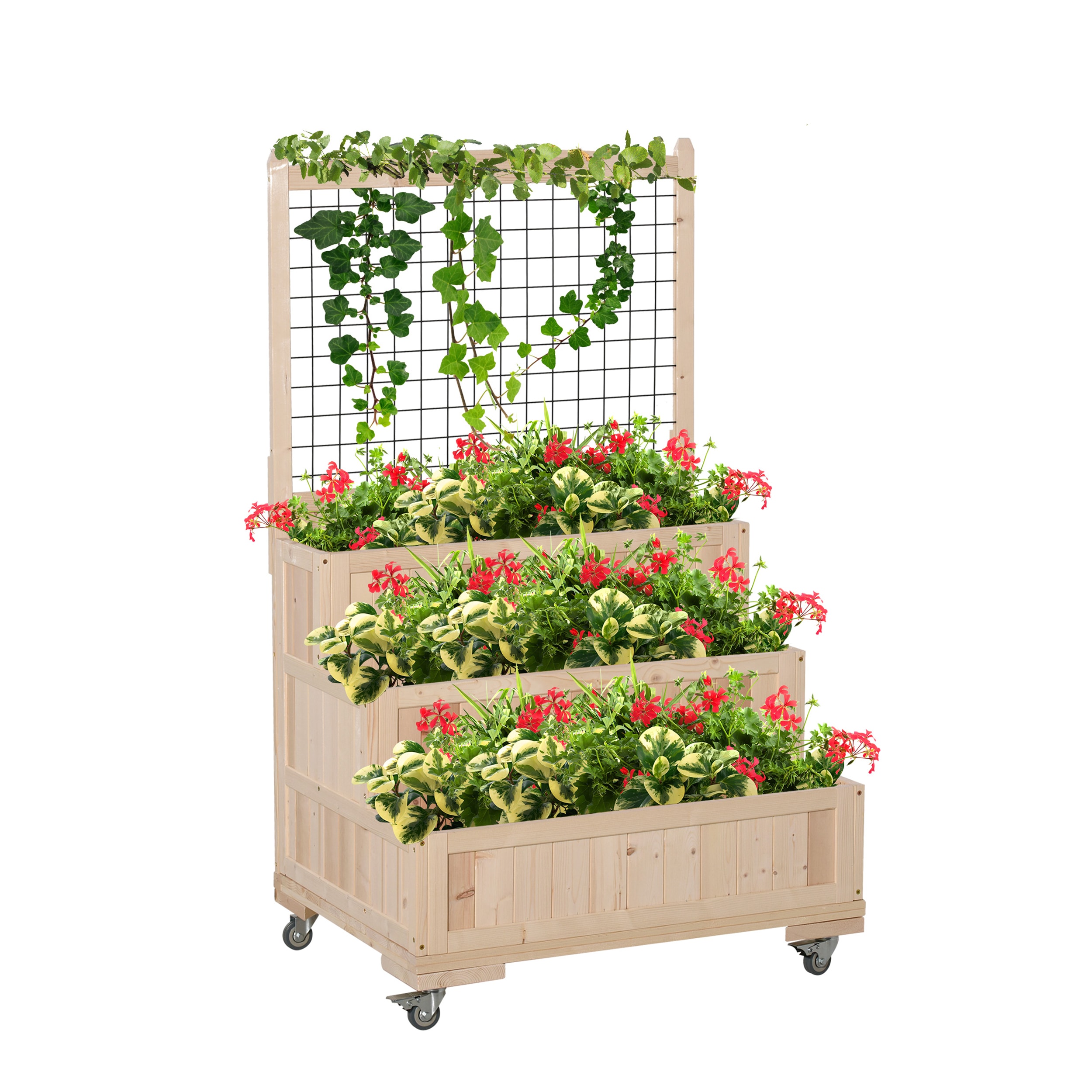 AHIOU HOME ZAAHG-P172530GB 24.5-in W x 31.5-in L x 53.25-in H Natural Wood Raised Planter Box