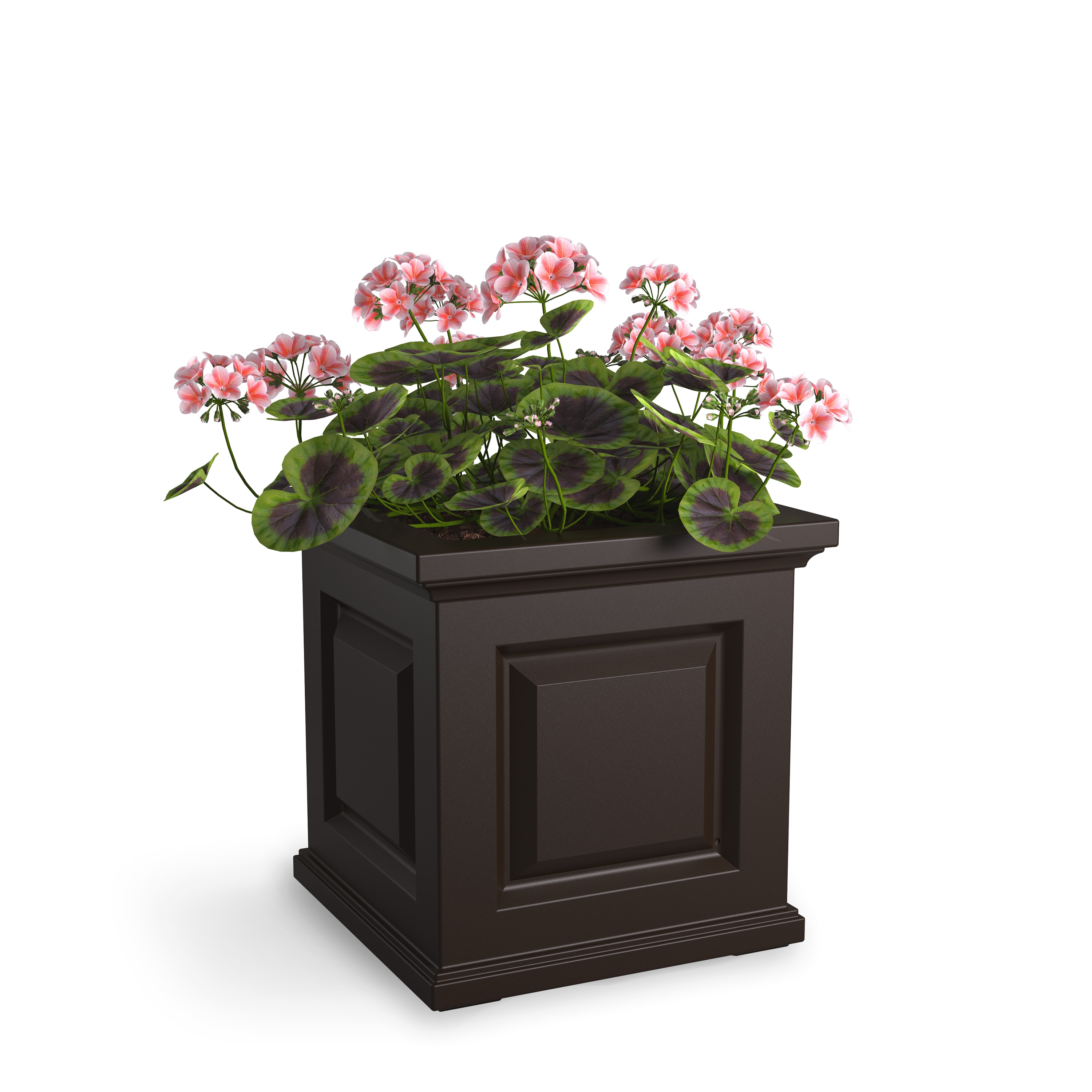Mayne 5865-ES Square 16-in W x 16-in H x 16-in D Brown Plastic Outdoor with Self Watering Planter