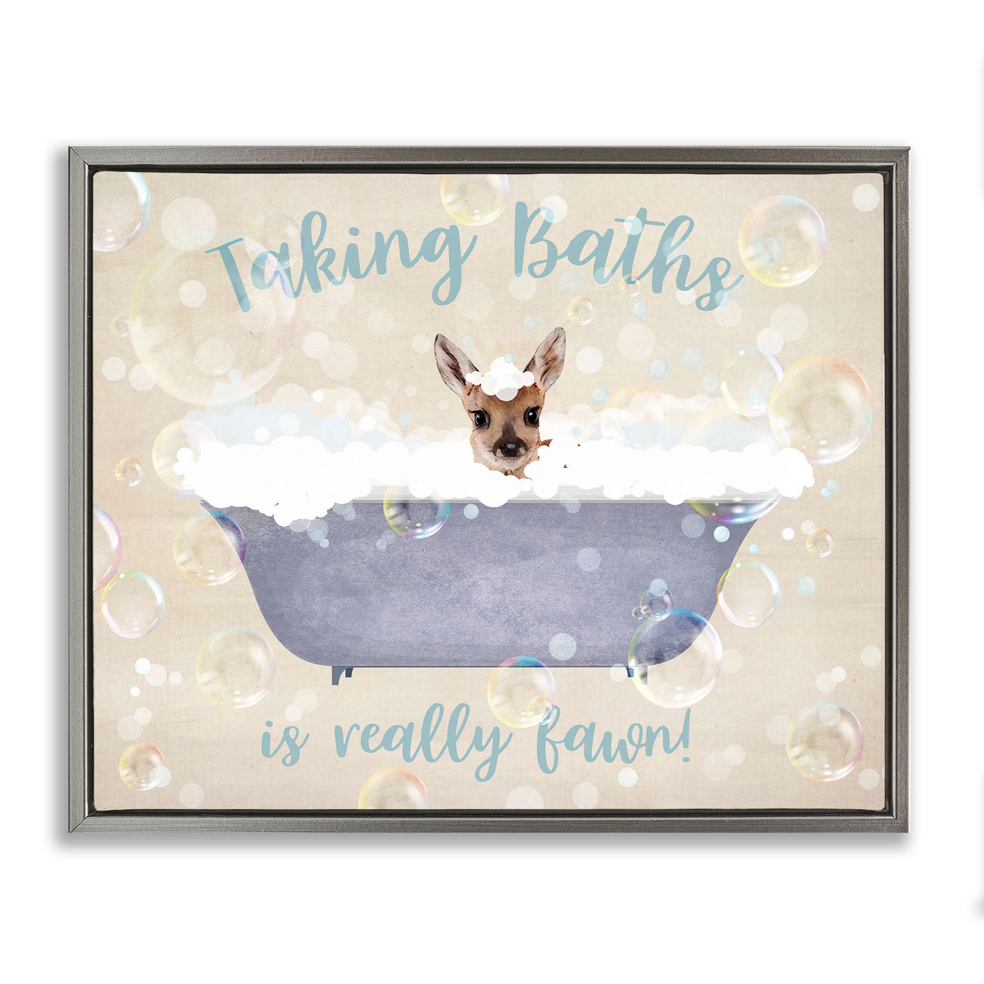 Stupell Industries BT-950-FFL-16X20 Taking Baths Is Fawn Floating Frame design by Susan Arnot