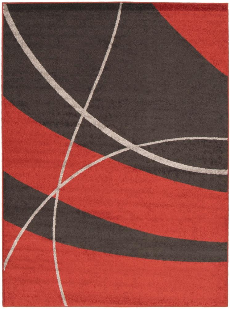 ECARPETGALLERY 315542 Cosi 4 x 6 (ft) Loomed Polypropylene Cream Dark Brown Red Rectangular Indoor Bohemian/Eclectic Area rug