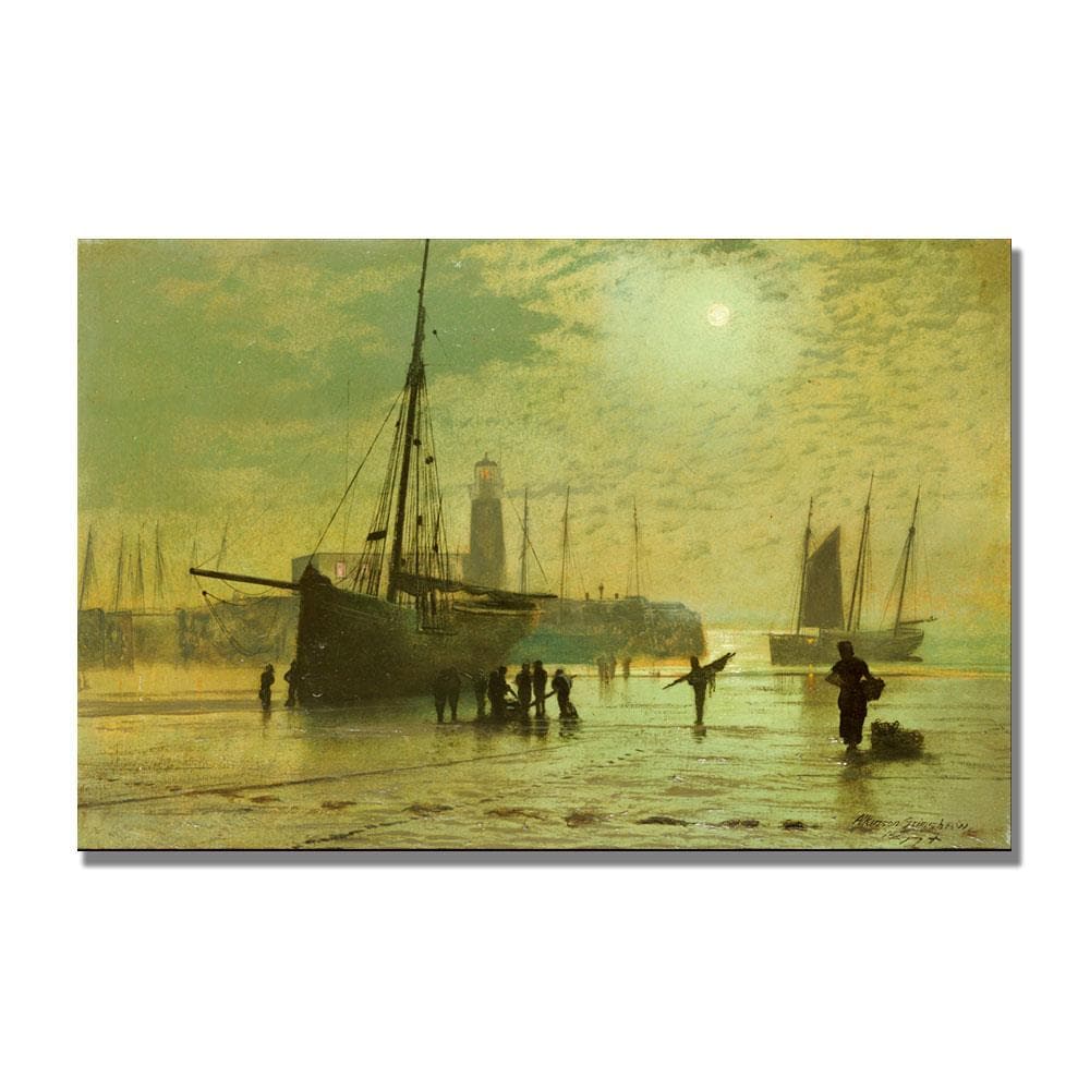 Trademark Fine Art BL0973-C1624GG John Grimshaw "The Lighthouse at Scarborough" 16x24 Canvas Art
