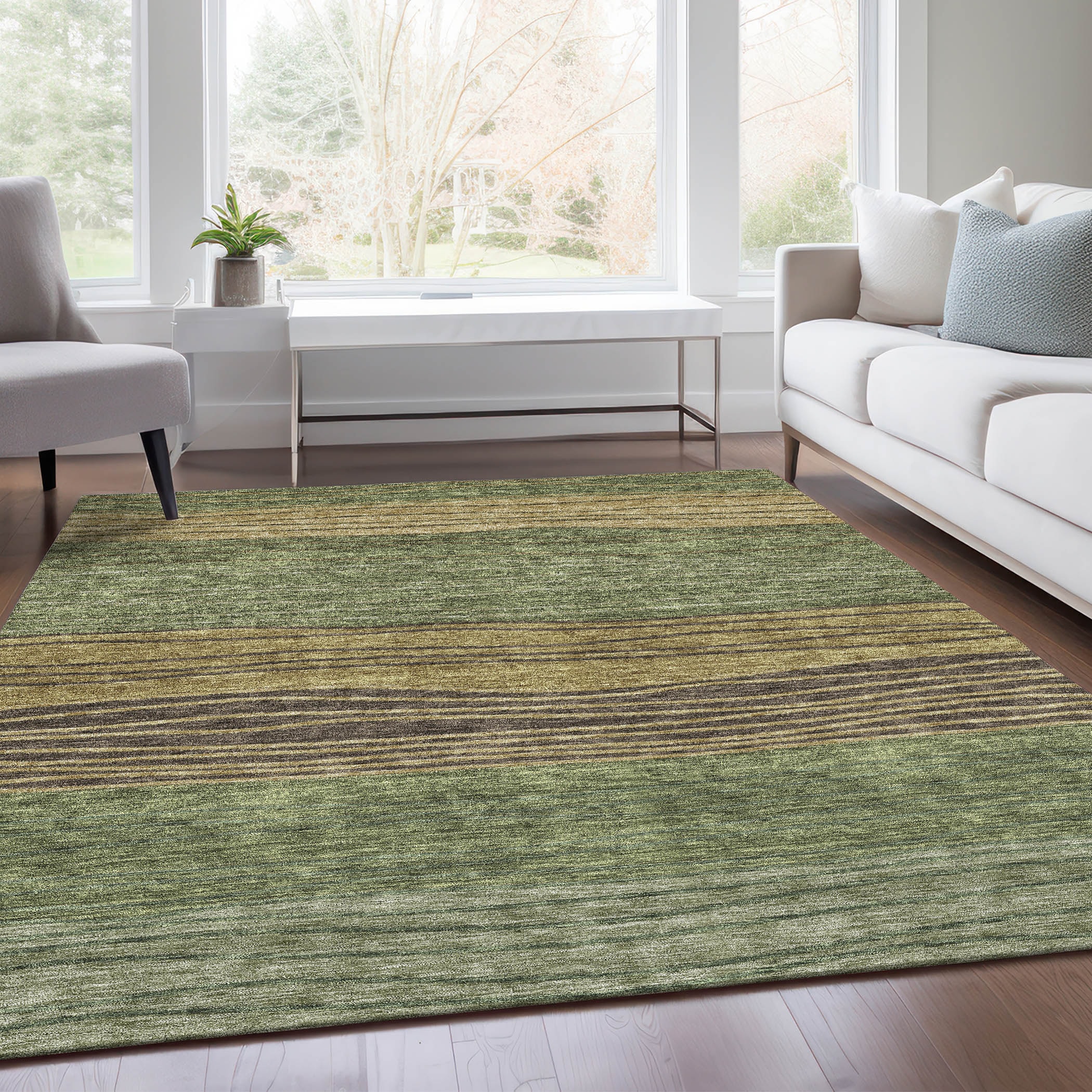 Addison Rugs ACN735OL9X12 Chantille ACN735OL 9 x 12 (ft) Polyester Olive Rectangular Indoor/Outdoor Geometric Machine washable Area rug