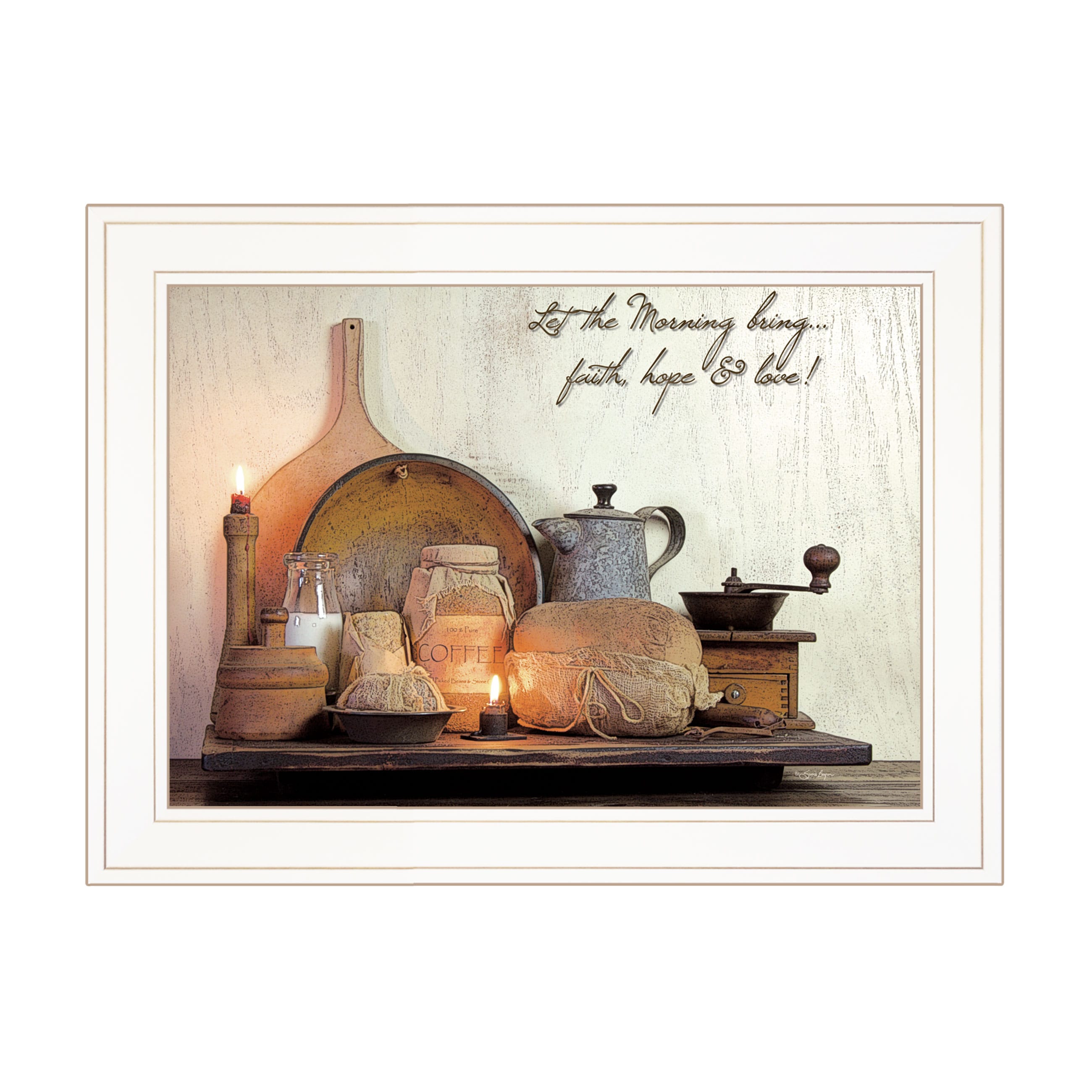 Trendy Decor 4U BOY350-226G Faith, Hope, and Love Susie Boyer White Wood Framed 15-in H x 19-in W Vintage/Retro Paper Print