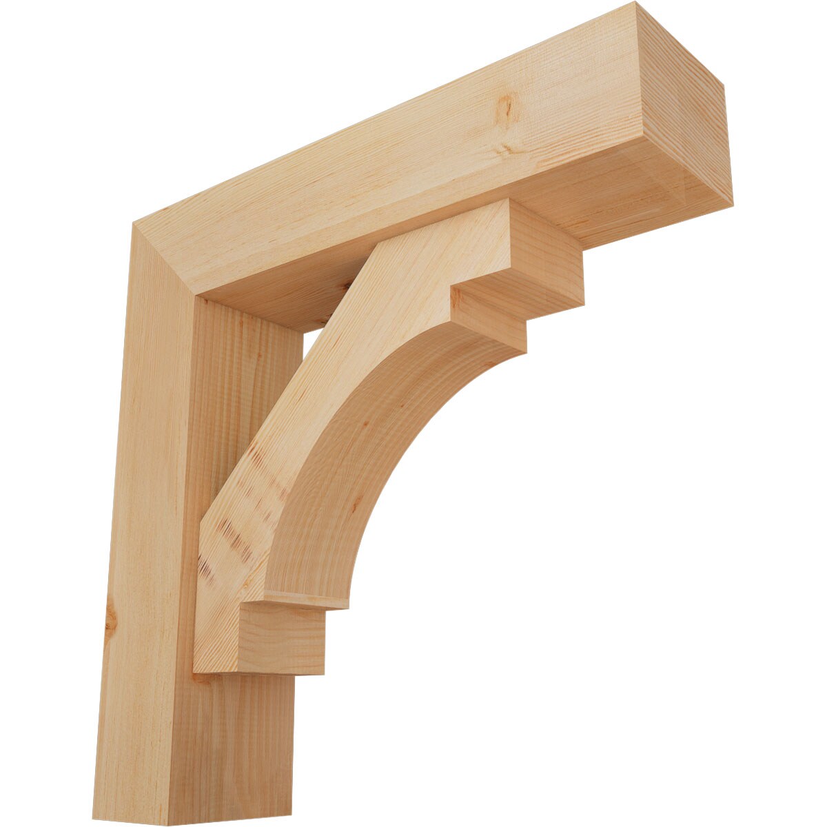Ekena Millwork 1463386 Merced Block Smooth Bracket with Offset Brace 7-1/2-in x 30-in x 30-in Douglas fir Brown Wood Standard bracket