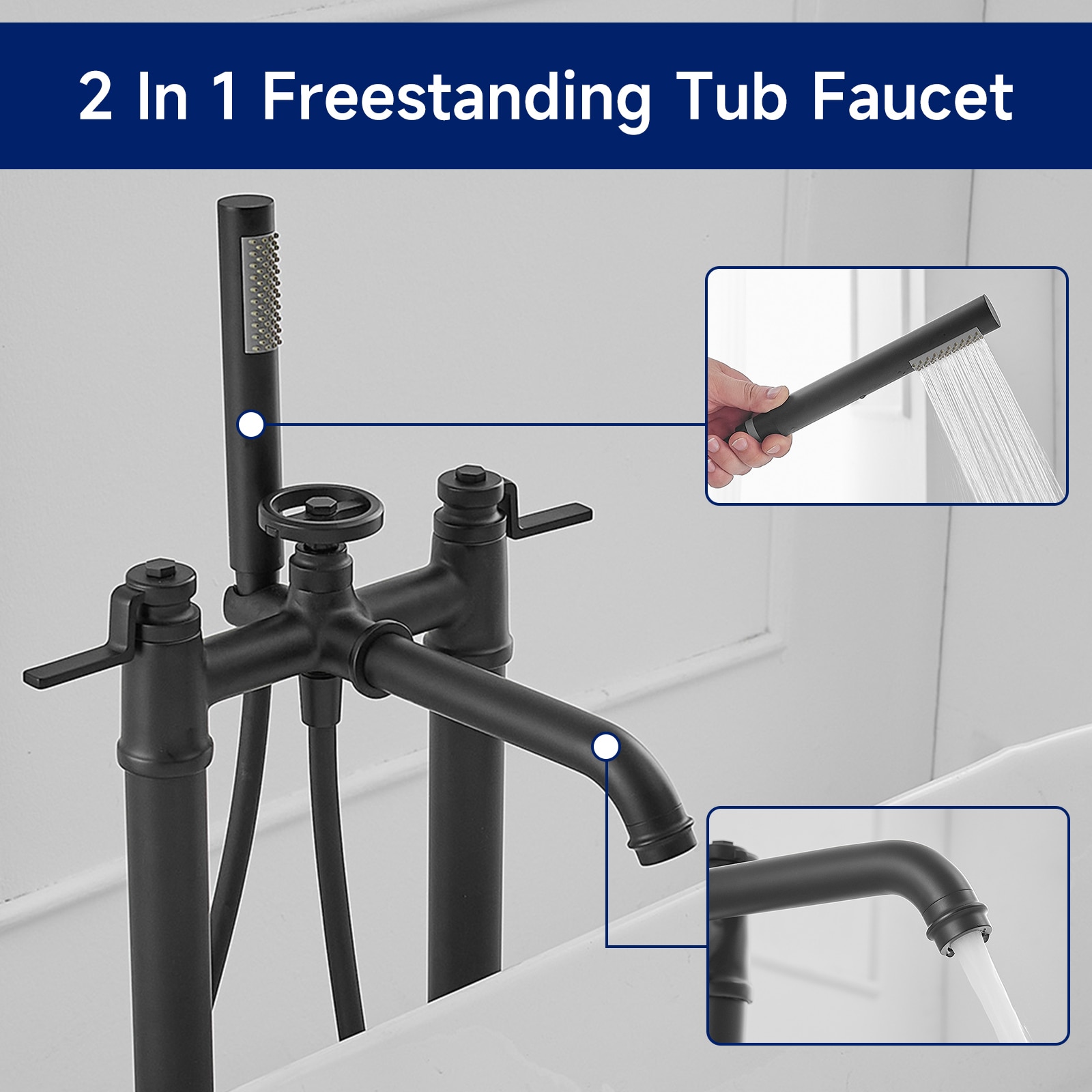 BWE C-7016-BLACK Roman-Tub-Faucets - View #3