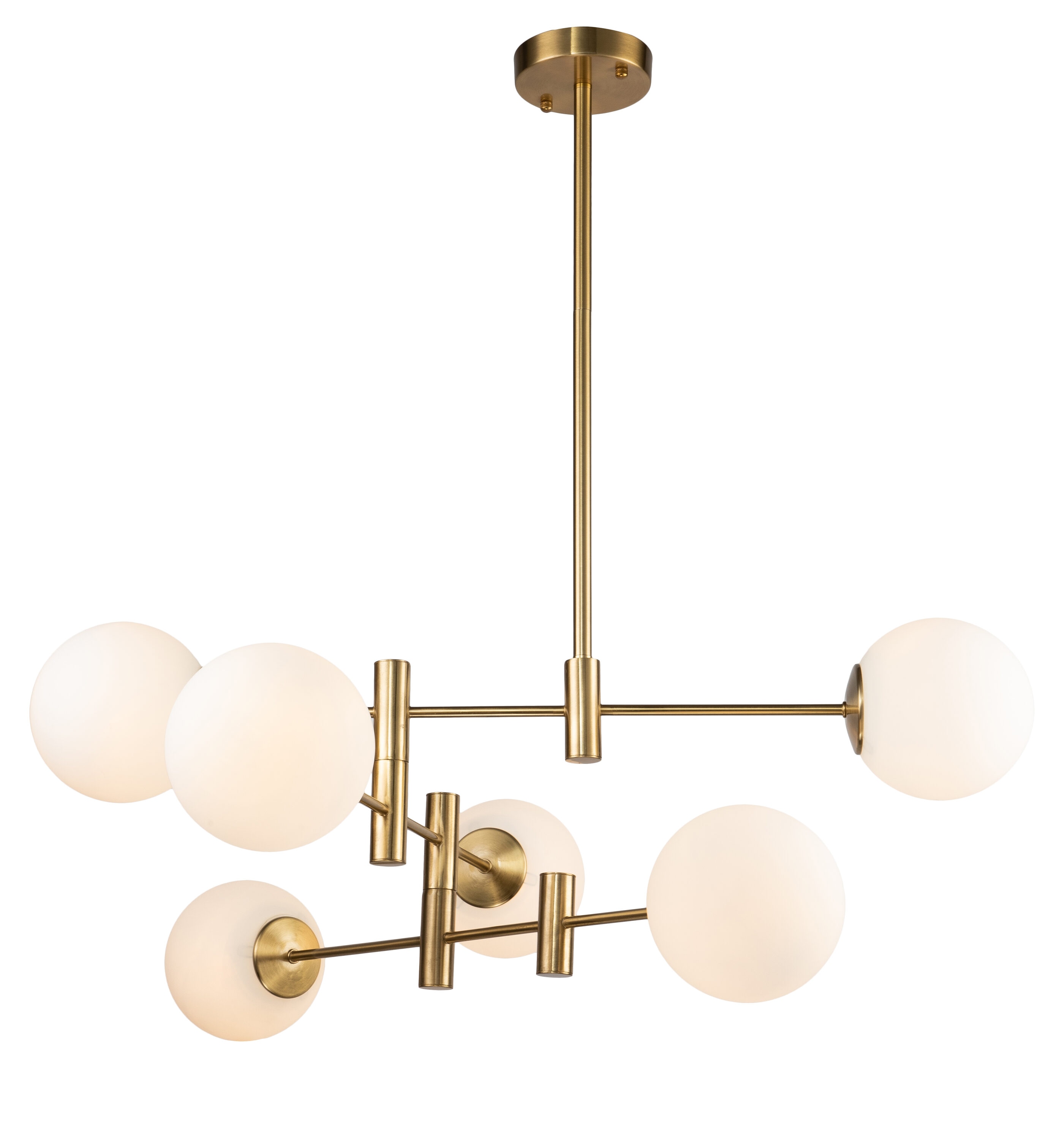 Gideon Antique Gold Frame Chandelier with White Glass Spheres