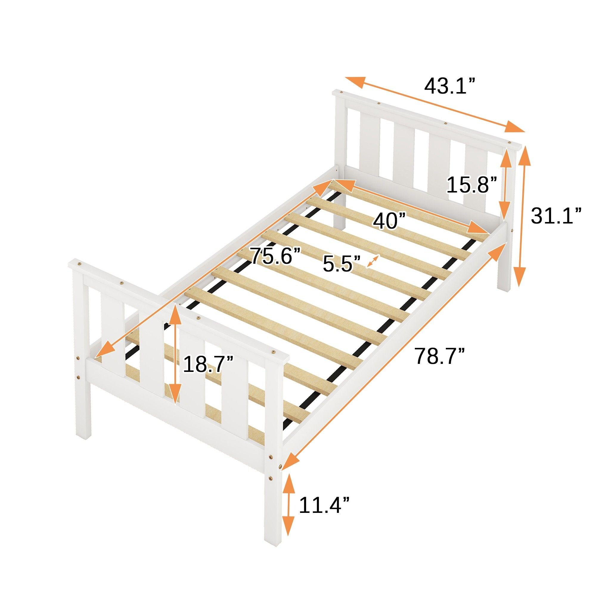 Yiekholo Contemporary White Twin Platform Bed With Headboard And 