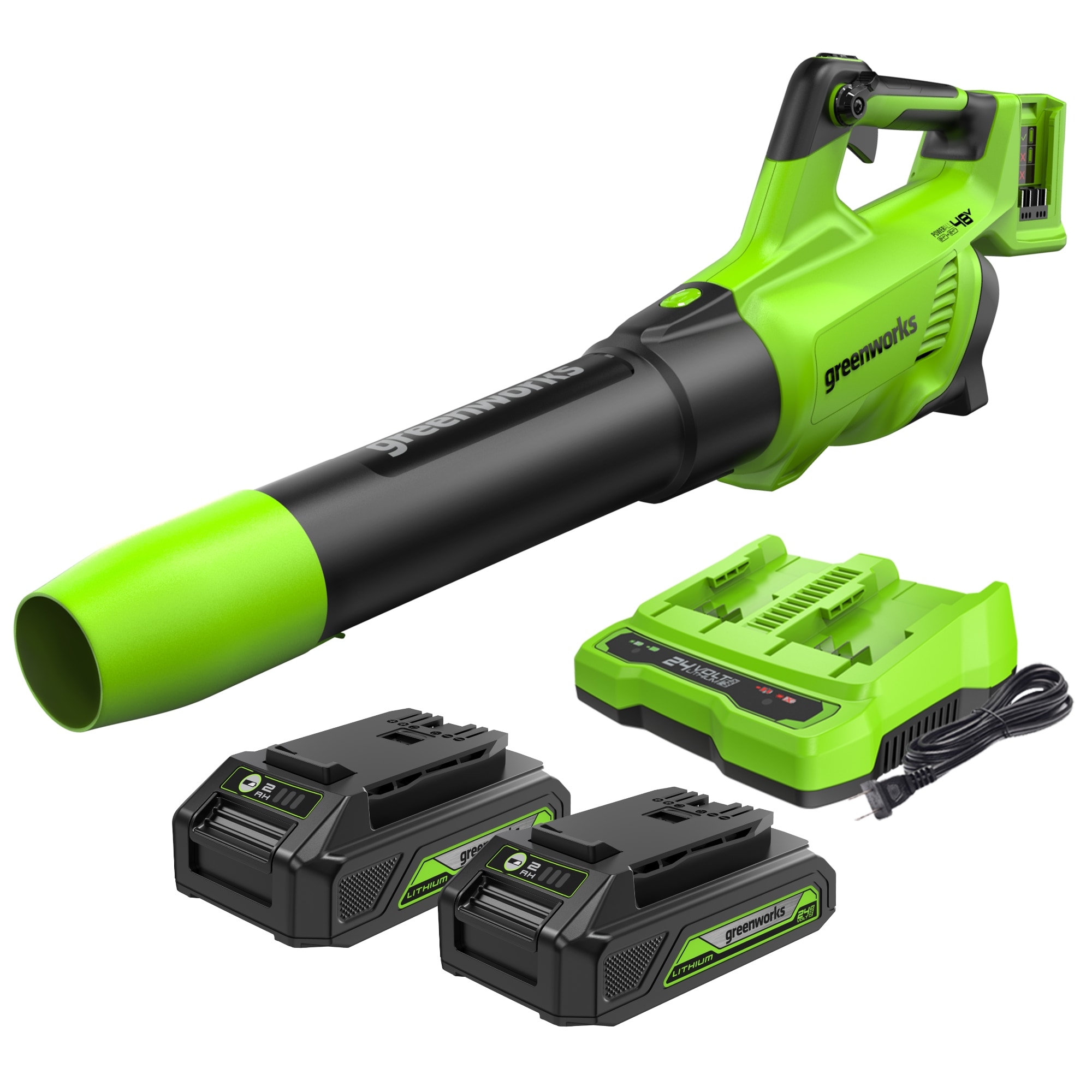 Greenworks BL48B2210 24-volt 515-CFM 120-MPH Battery Handheld Leaf Blower 2 Ah