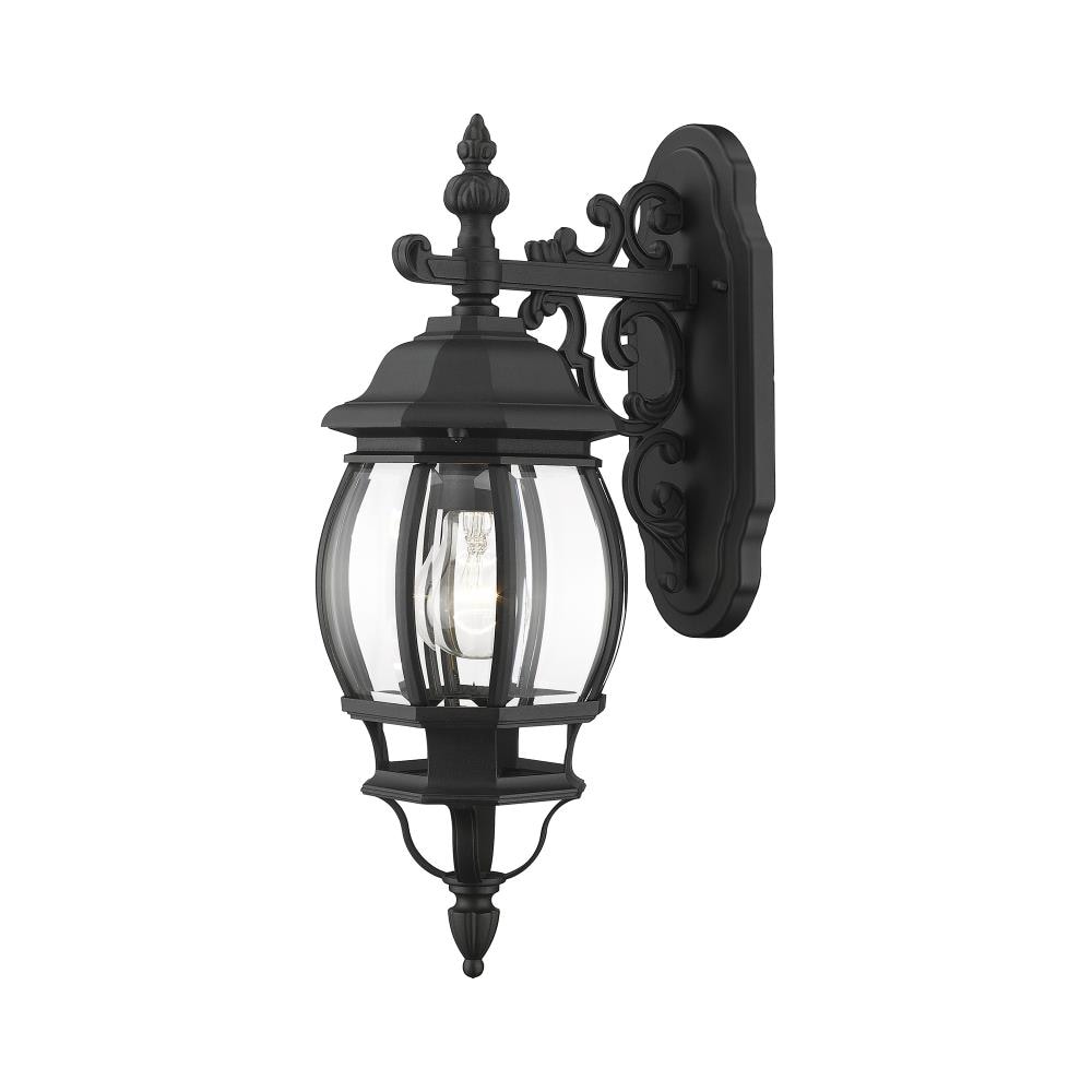 Black Aluminum Outdoor Wall Mount Lantern with Clear Glass