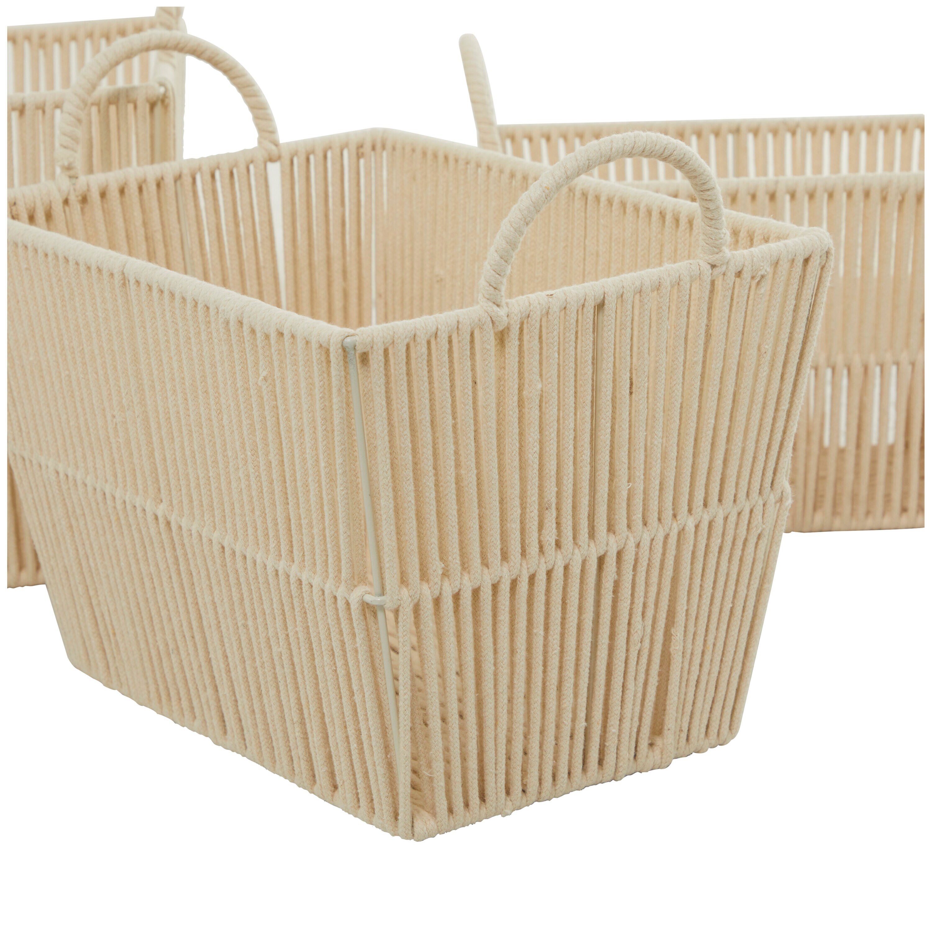 Foldable Storage Bins, Fabric Cubes (Cream, 16.2 x 10 x 12 in, 3 Pack)