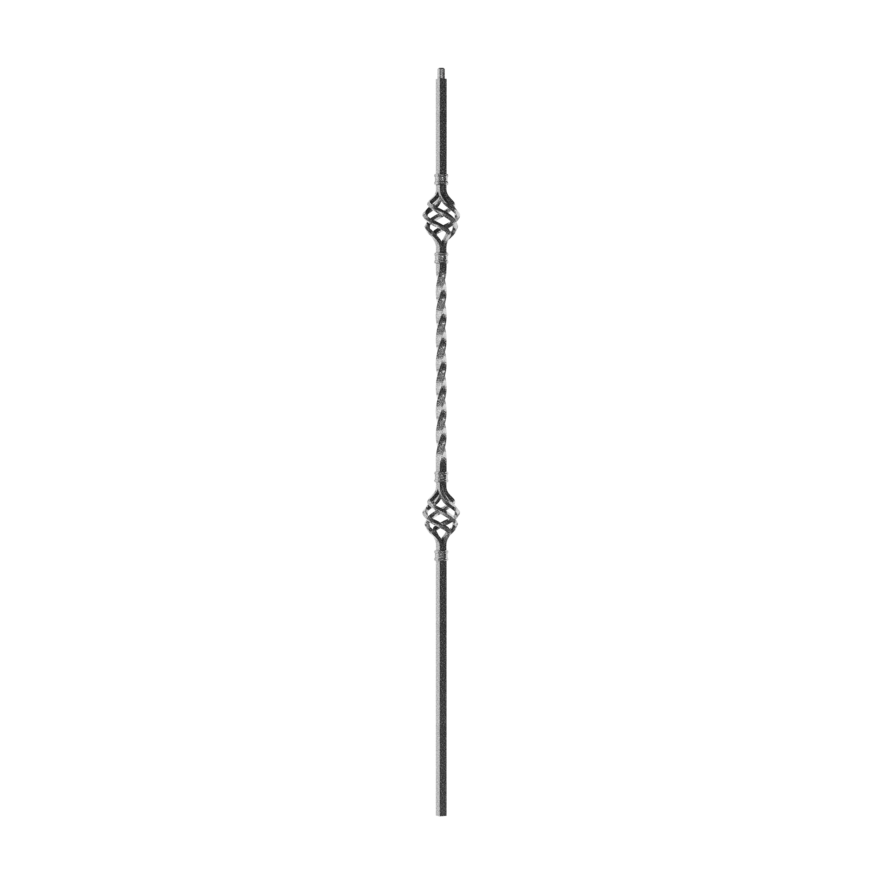 Crown Heritage 4581122SV44 44-in x 2.375-in Silver Vein Aluminum Pin Top Double Basket Stair Baluster
