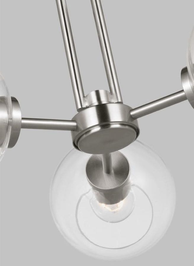 Elysian Brushed Nickel 3-Light Globe Pendant with Clear Glass