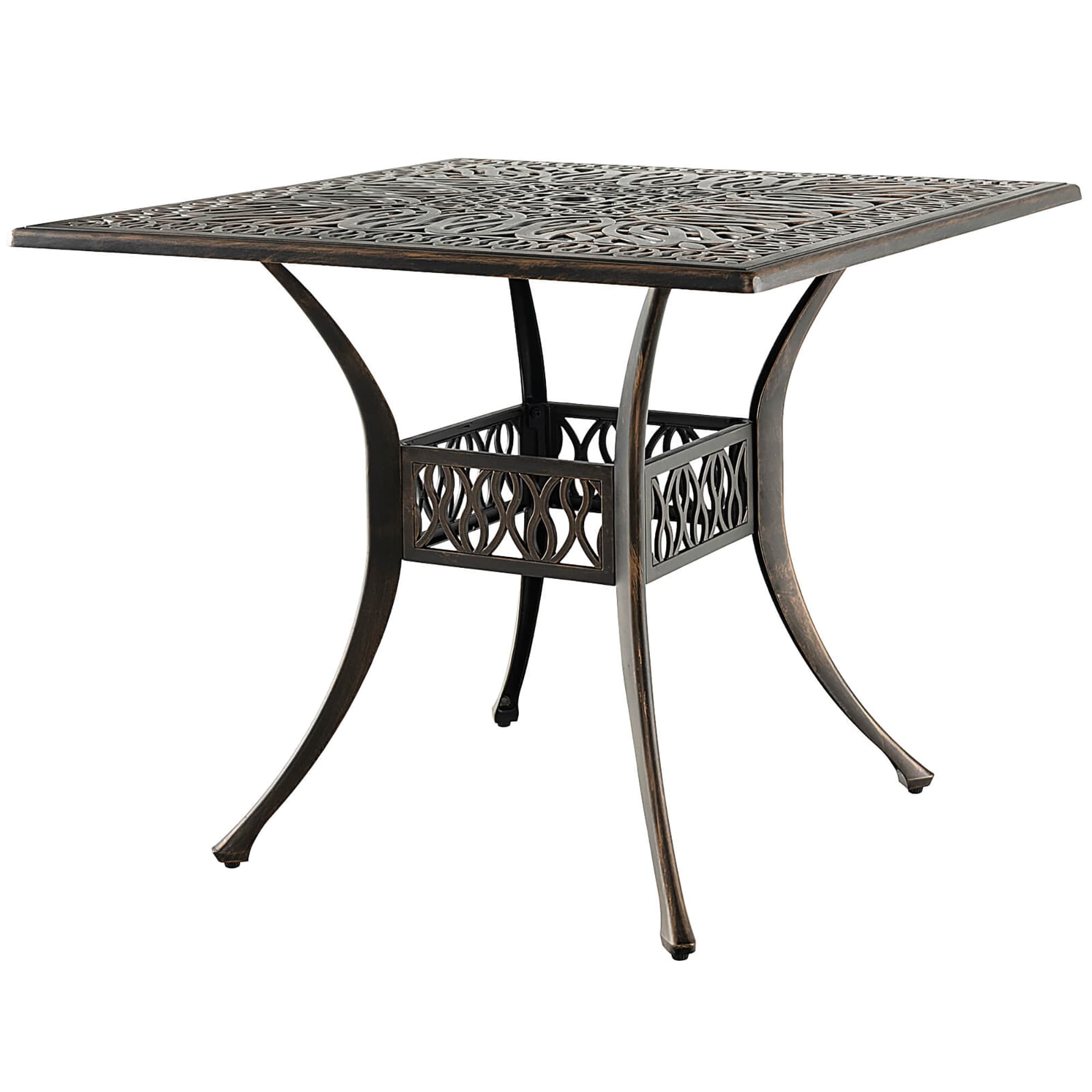 BABOOM BOM-57CP-CO Patio Square Dining Table Square Outdoor Dining Table 35.4-in W x 35.4-in L with Umbrella Hole