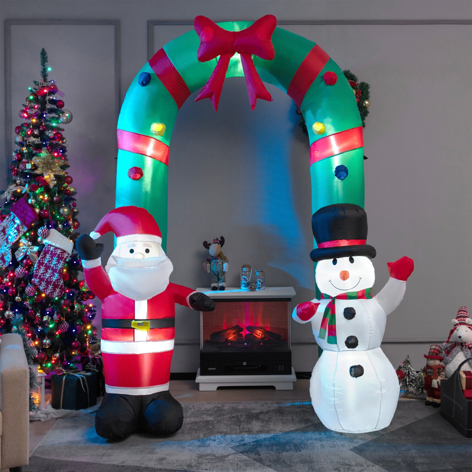 Wellfor 8 Ft Lighted Santa Christmas Inflatable Archway Hyz23984us At