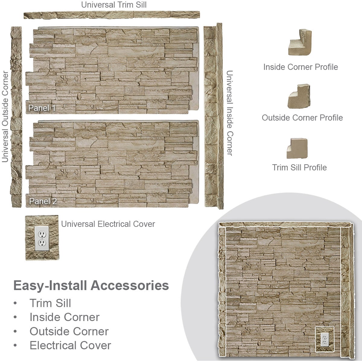 Ekena Millwork PNU24X48CASG Stone-Veneer - View #8