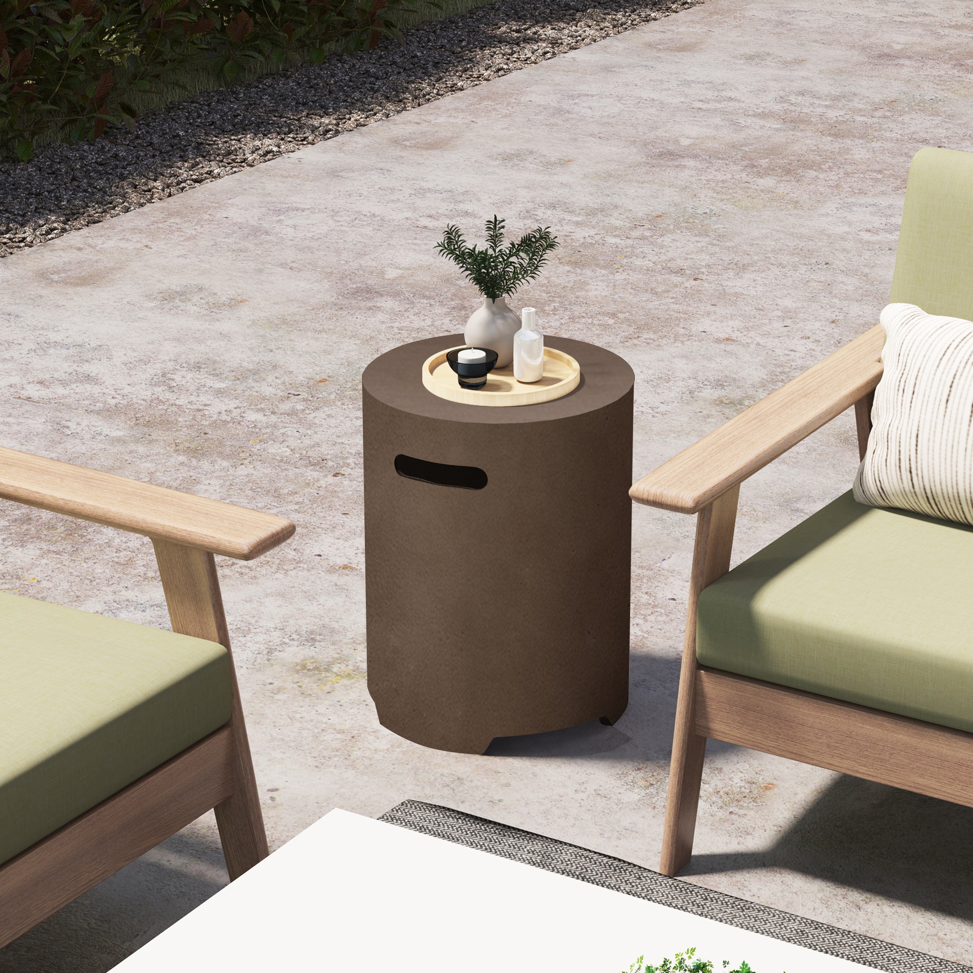 UPHA BZ17MGO-MG-MH Side Table and Gas Tank Cover Round Outdoor End 17-in W x 17-in L