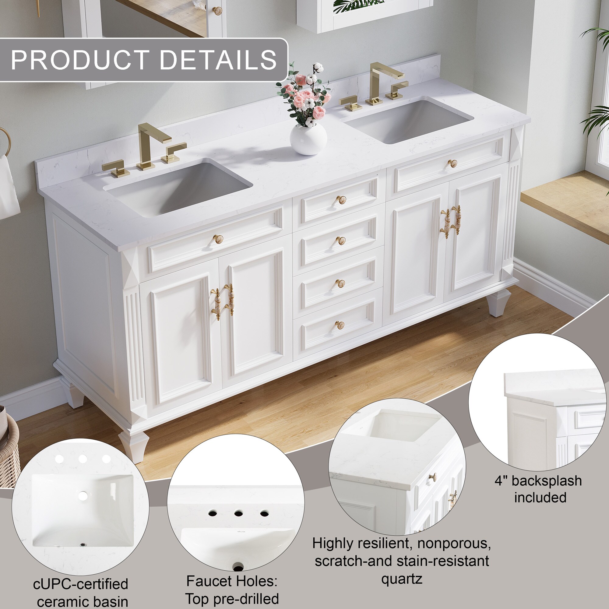 Forclover MF08-72WT2C Bath-Vanity-Combo - View #7