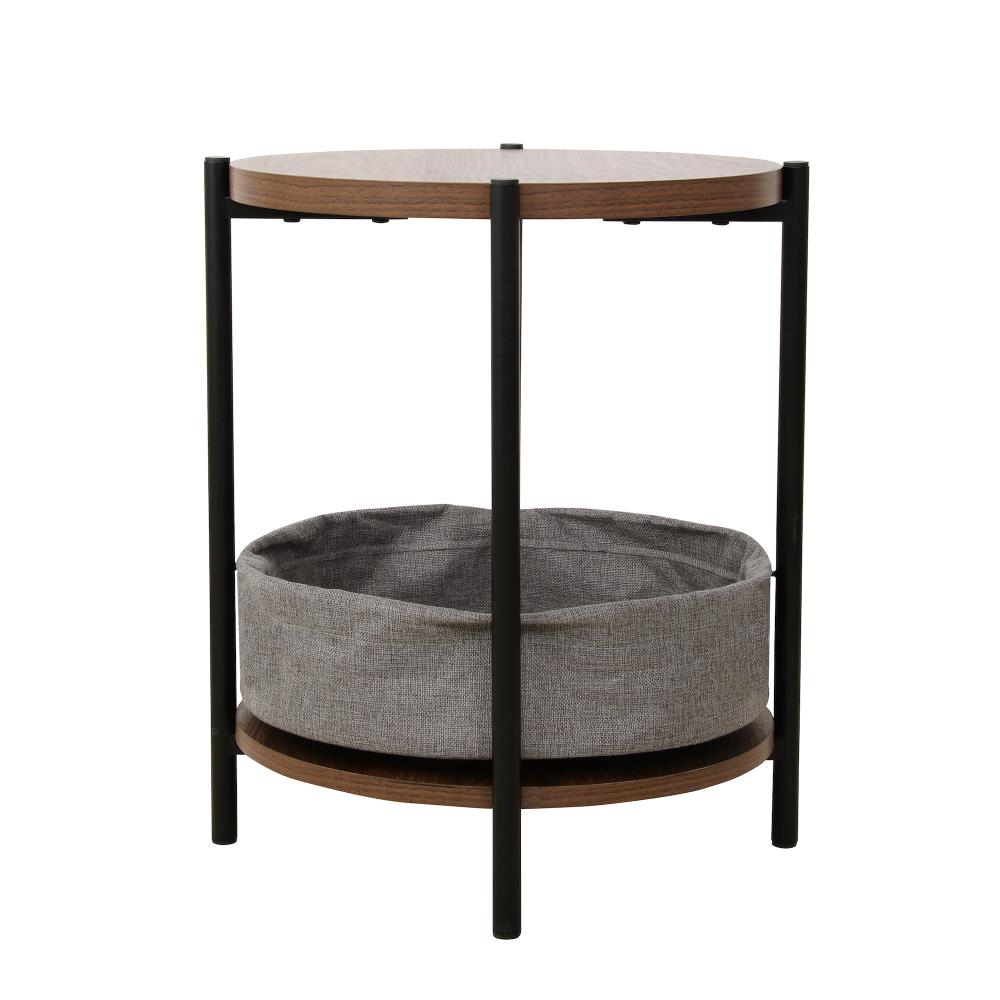 Highmore HM-ST001-001 17.1-in W x 19.9-in H Walnut Composite Round End Table with Storage Assembly Required