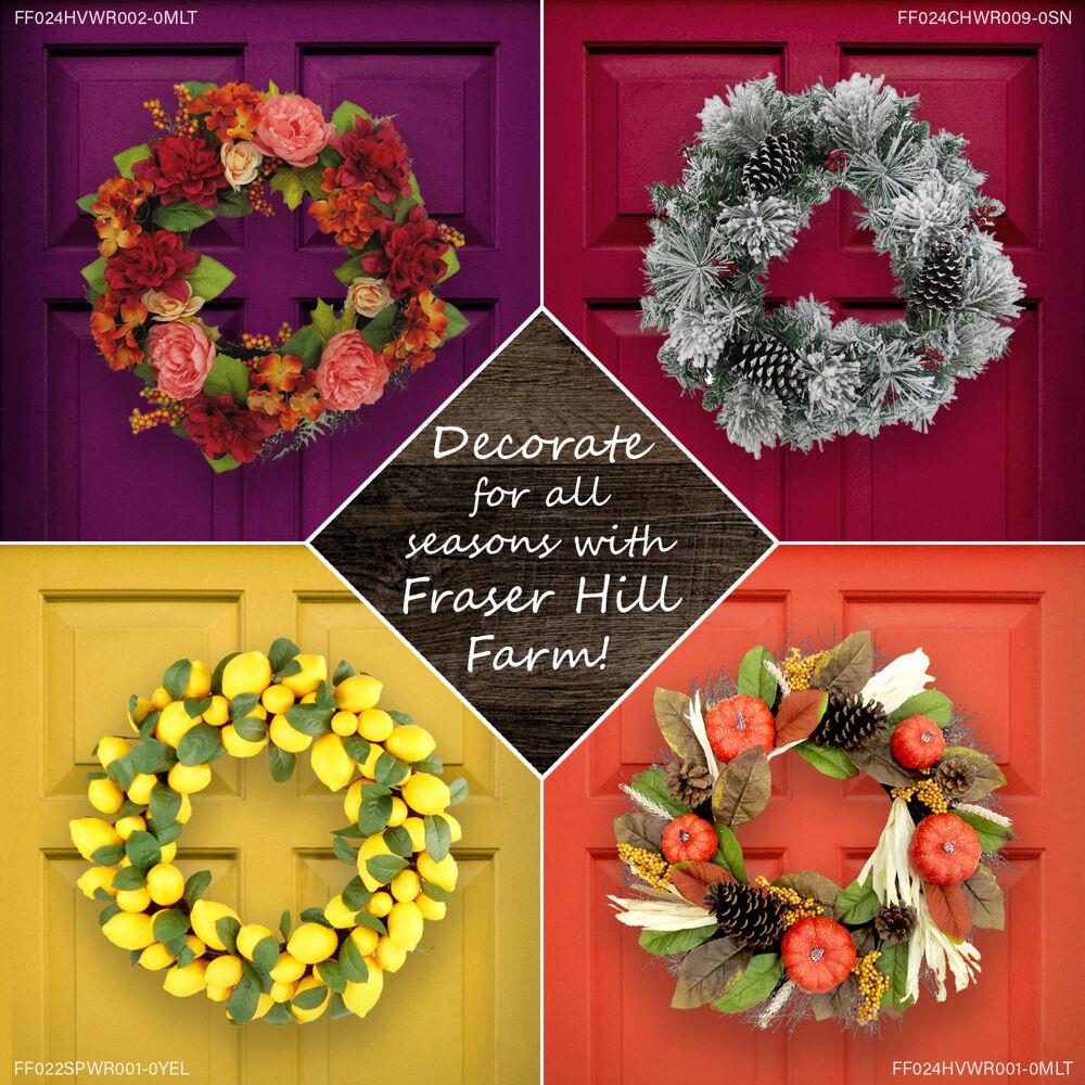 Fraser Hill Farm FF022HVWR001-0MLT Artificial-Thanksgiving-Wreaths - View #6
