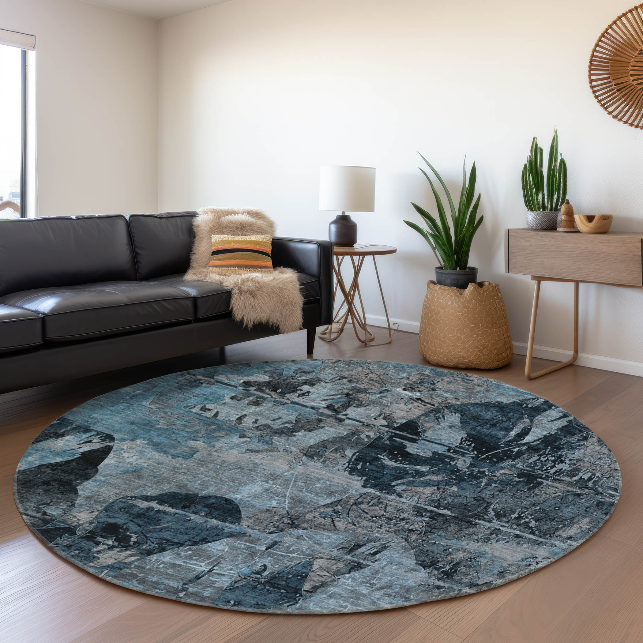 Addison Rugs AMF545BG8RO Mayfield AMF545BG 8 x 8 (ft) Loomed Polyester Beige Round Indoor Geometric Machine washable Area rug