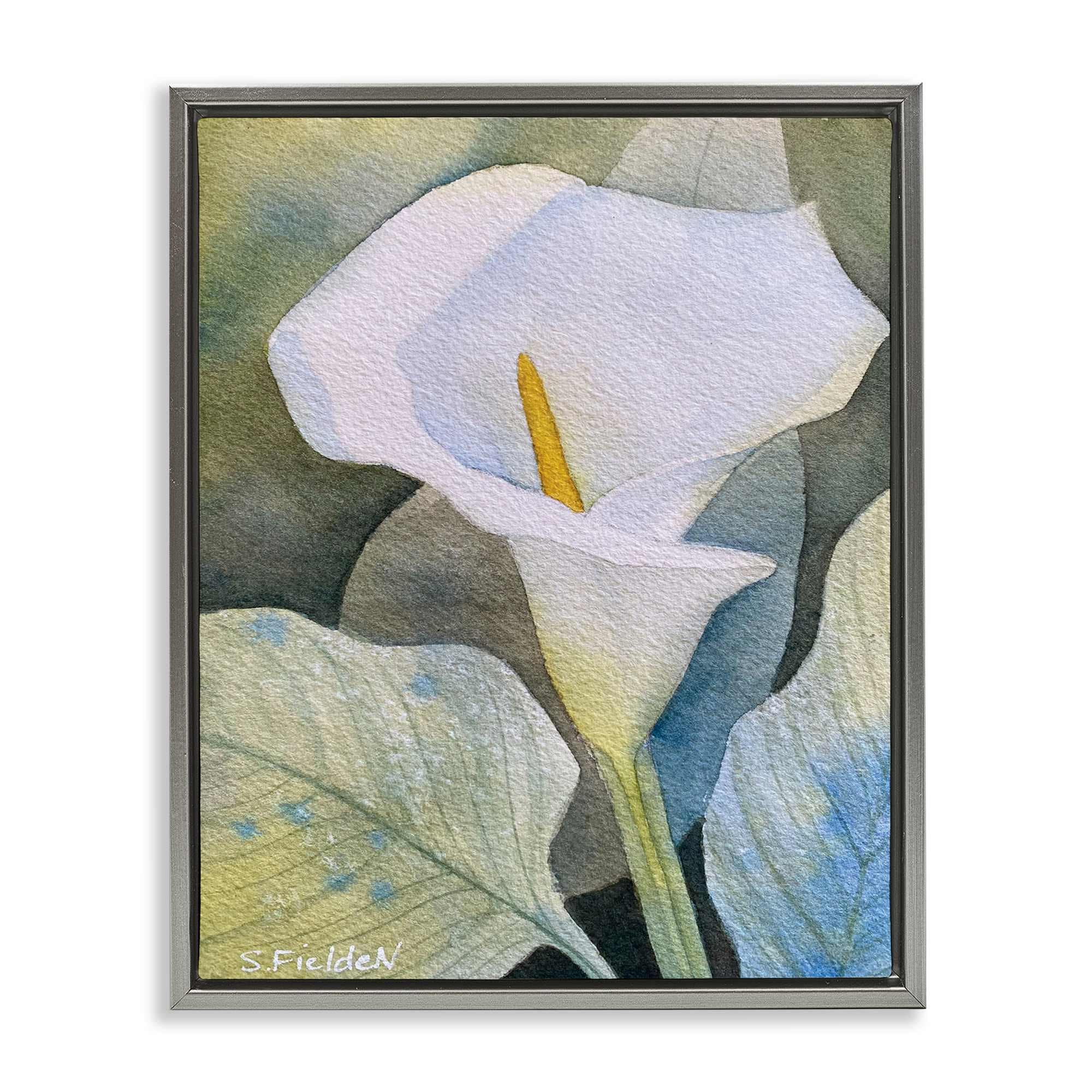Stupell Industries BS-587-FFL-24X30 Garden Calla Lily Bloom Gray Framed Floater Canvas Wall Art By Stephanie Fielden 25 x 31
