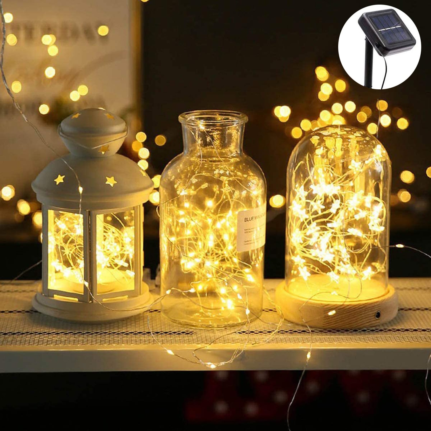 2 Indoor/Outdoor Solar Glass Jar Luminary Lamp w 7-Color Changing LED Light 