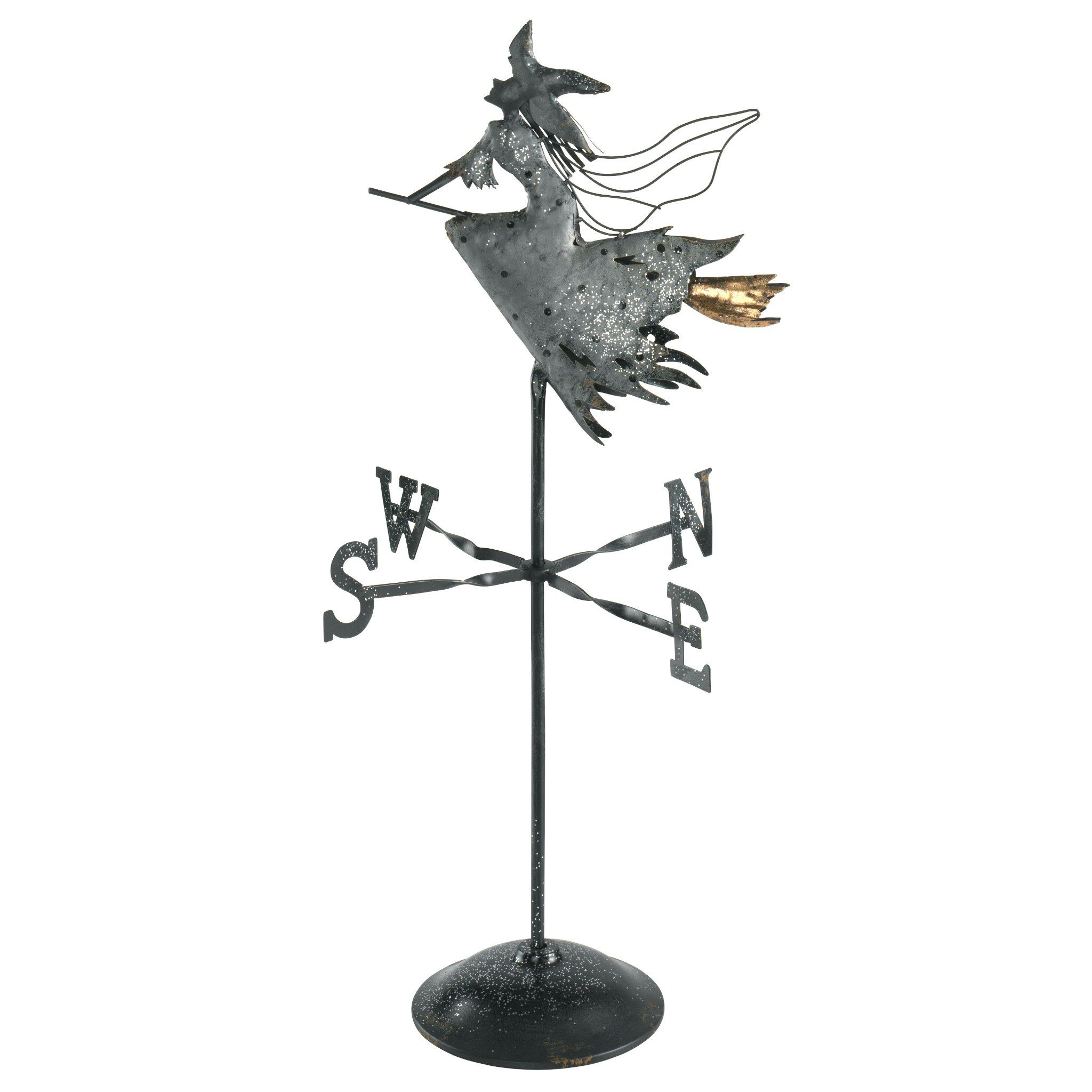 Design Toscano FU82967 Black Steel Freestanding Witch Weathervane