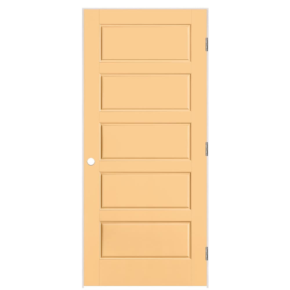 Masonite 1444687 36-in x 80-in Marigold Solid core 5-panel equal Left hand Smooth Prefinished Molded composite Flat Jamb Single Prehung Interior Door