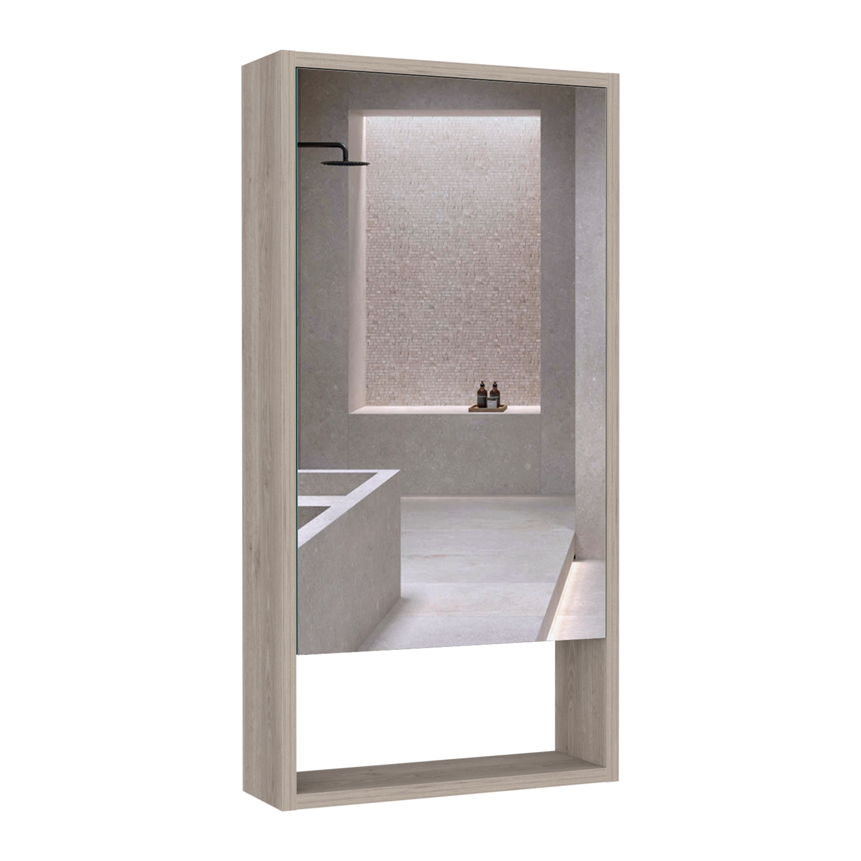 Forclover DASE-122956 18-in x 36-in Surface Mount Gray Mirrored Rectangle Medicine Cabinet