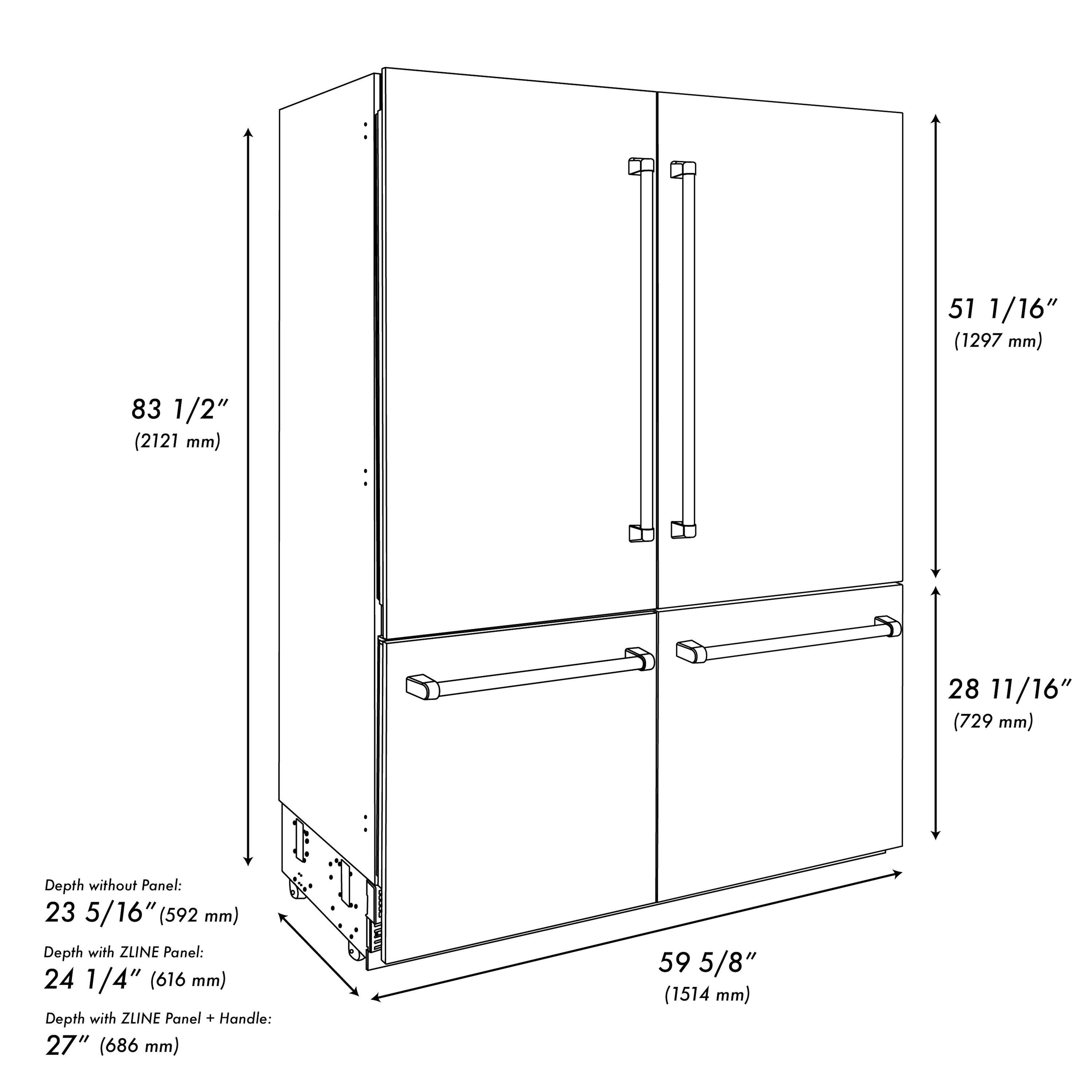 ZLINE KITCHEN & BATH Counter-depth 32.2-cu ft 4-Door Built-In French ...