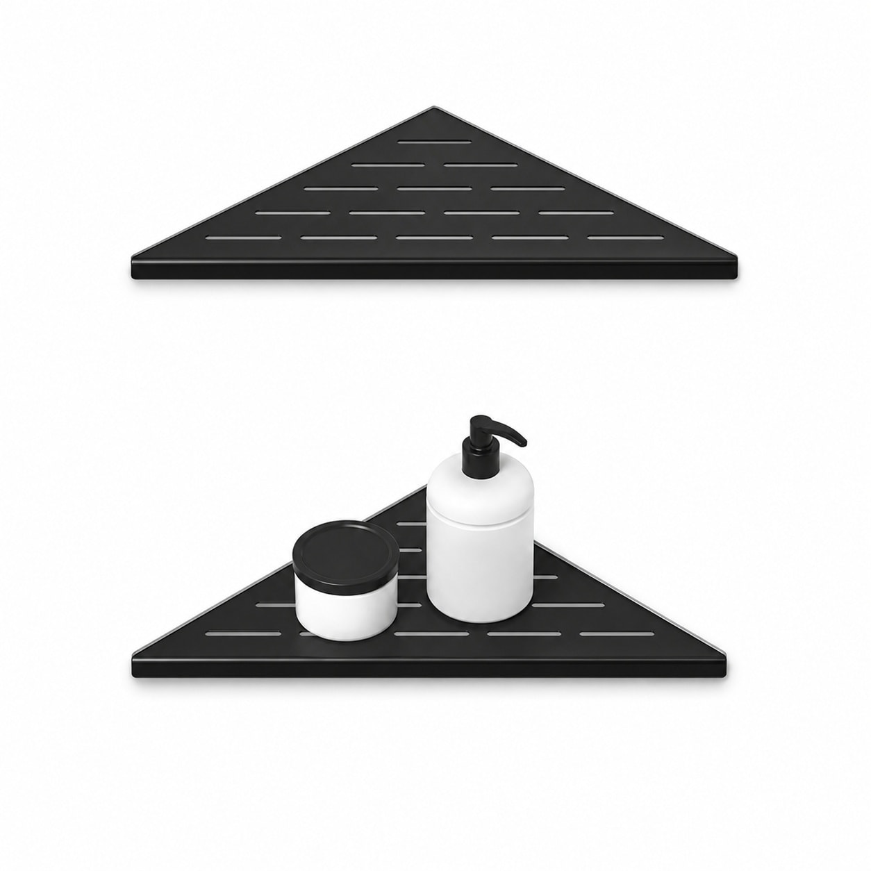 Aoibox  Corner Shower Shelf 10 Inch Matte Black 304 Stainless Steel Slot Design Recessed Bathroom Shelf for Tiled Wall Rapid Drainage 2 Pack