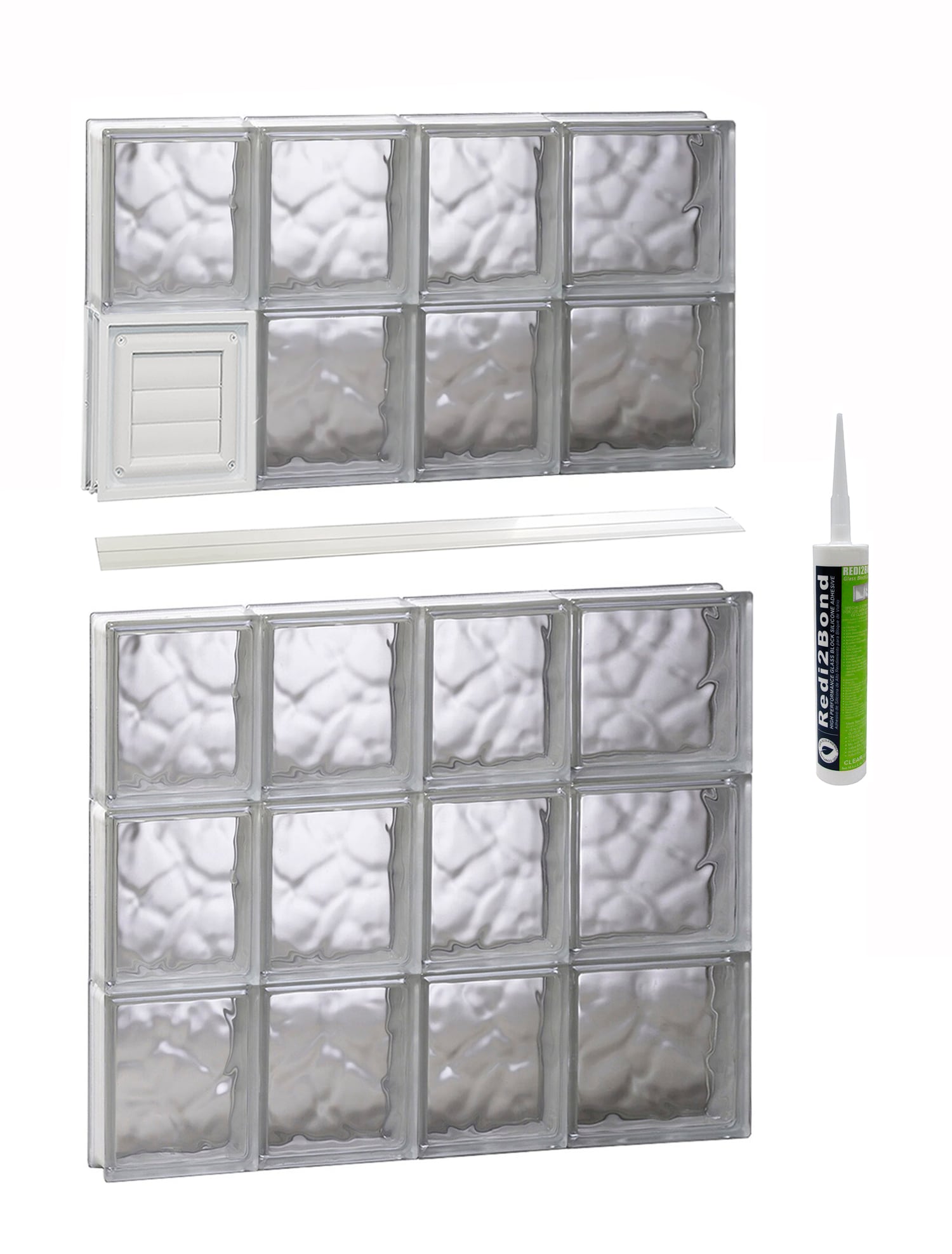 REDI2SET D2640DC Wavy Glass 25-in x 38-3/4-in Frameless Replacement Dryer vent Glass Block Window