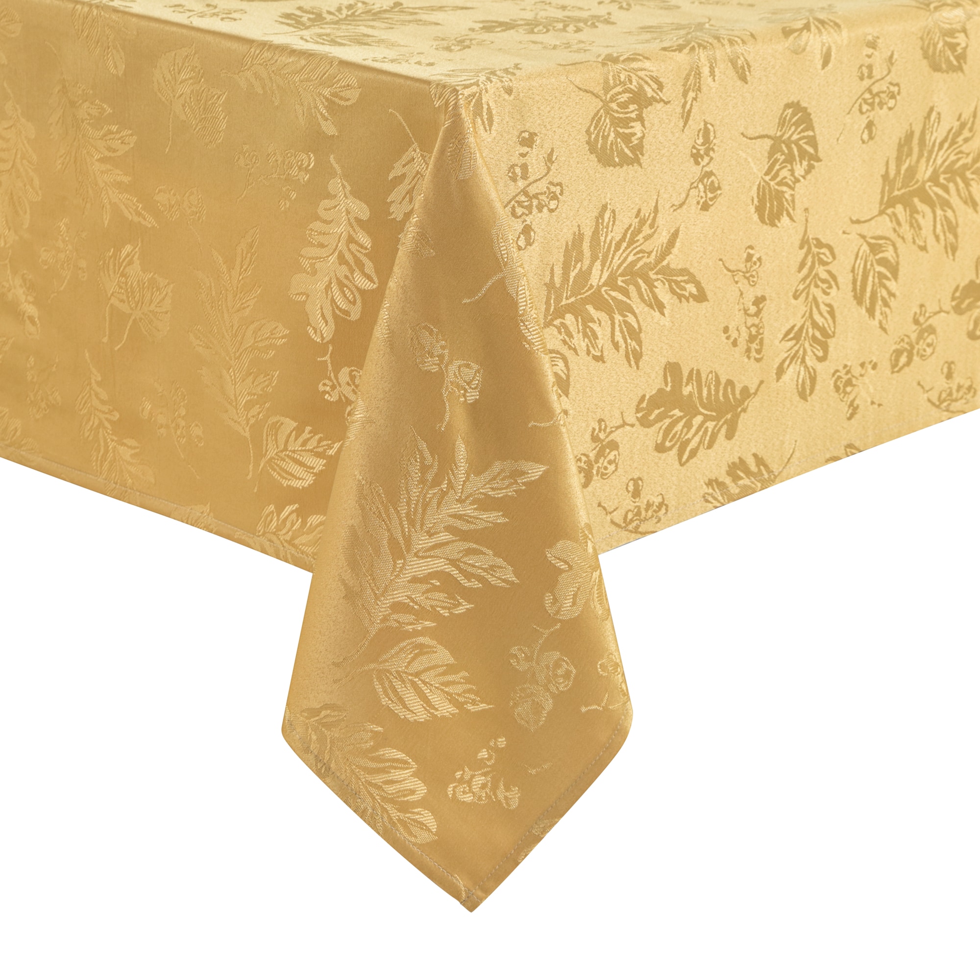 Elrene Home Fashions 739550325232 Elegant Woven Leaves Jacquard Damask 52" Square Indoor Gold Table Cover for 34-in square