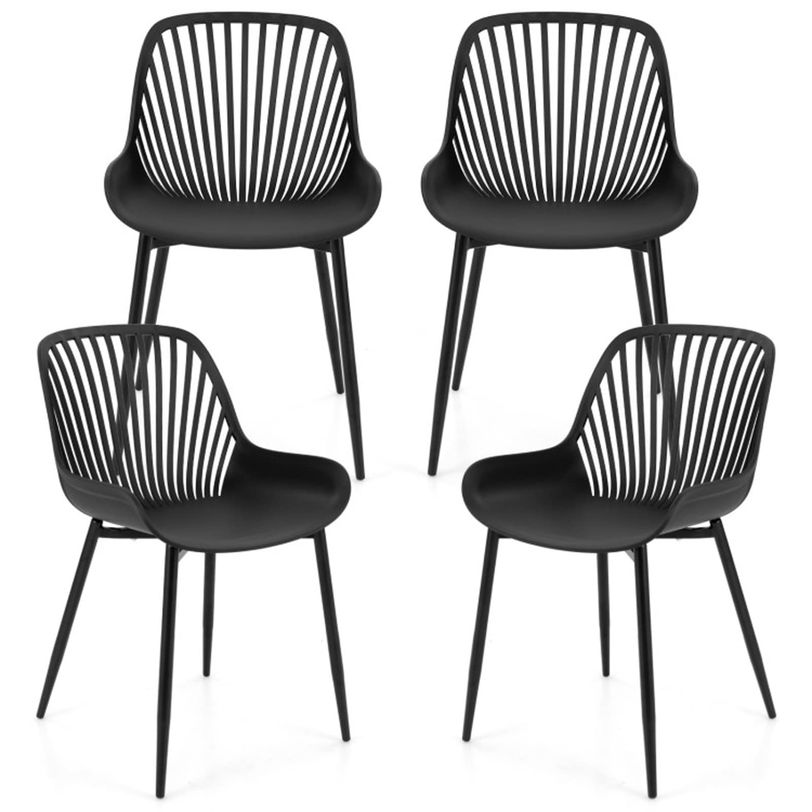 SUGIFT - 17.5-in Seat Height 330-lb Capacity Modern Kitchen Dining Chairs Set of 4 with Black PP ...