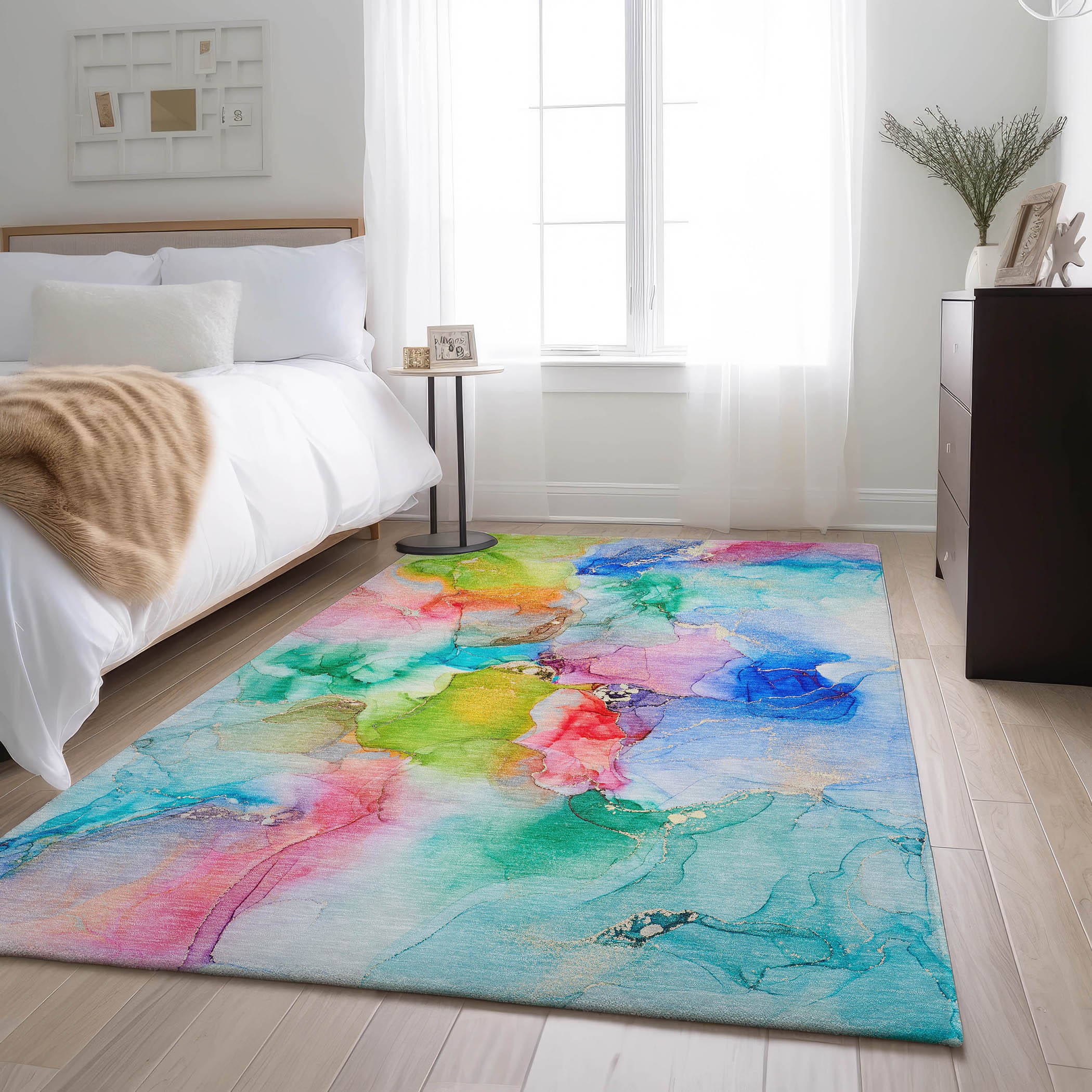 Addison Rugs AMF552TE2X8 Mayfield AMF552TE 2 x 7 (ft) Loomed Polyester Teal Rectangular Indoor Geometric Machine washable Area rug