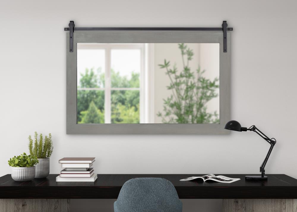 Kate and Laurel Cates 40-in W x 26-in H Gray Framed Wall Mirror in the  Mirrors department at