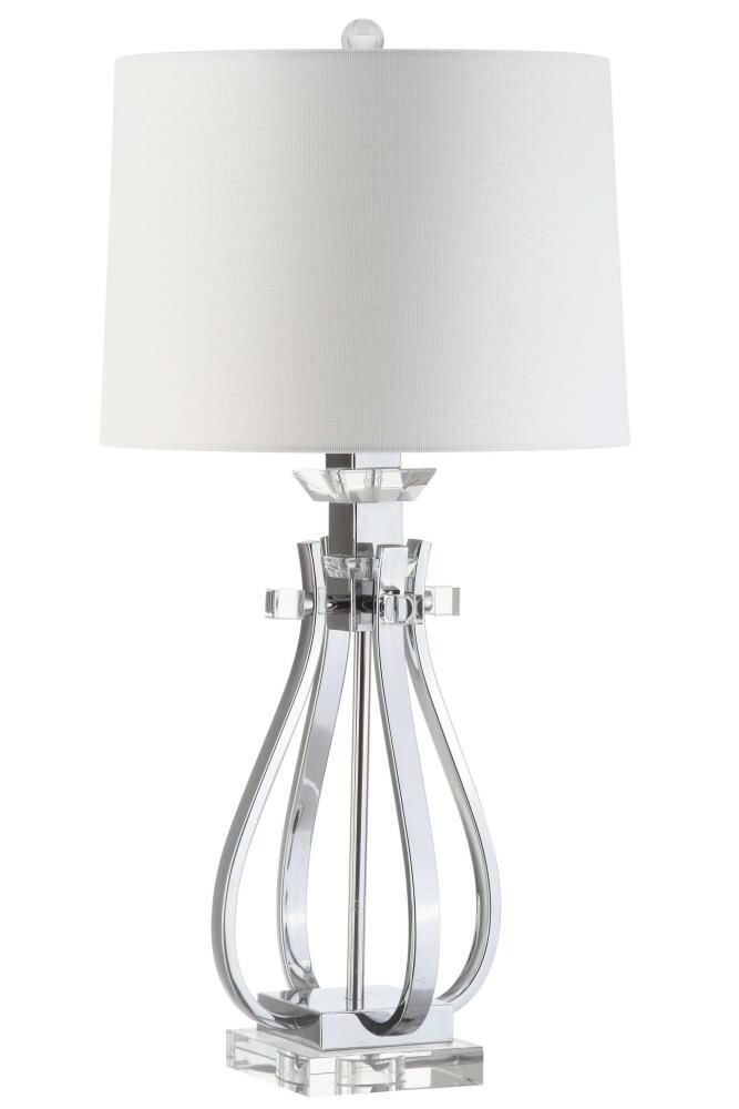 Safavieh TBL4025A Desi 28-in Chrome Rotary Socket Table Lamp with Fabric Shade