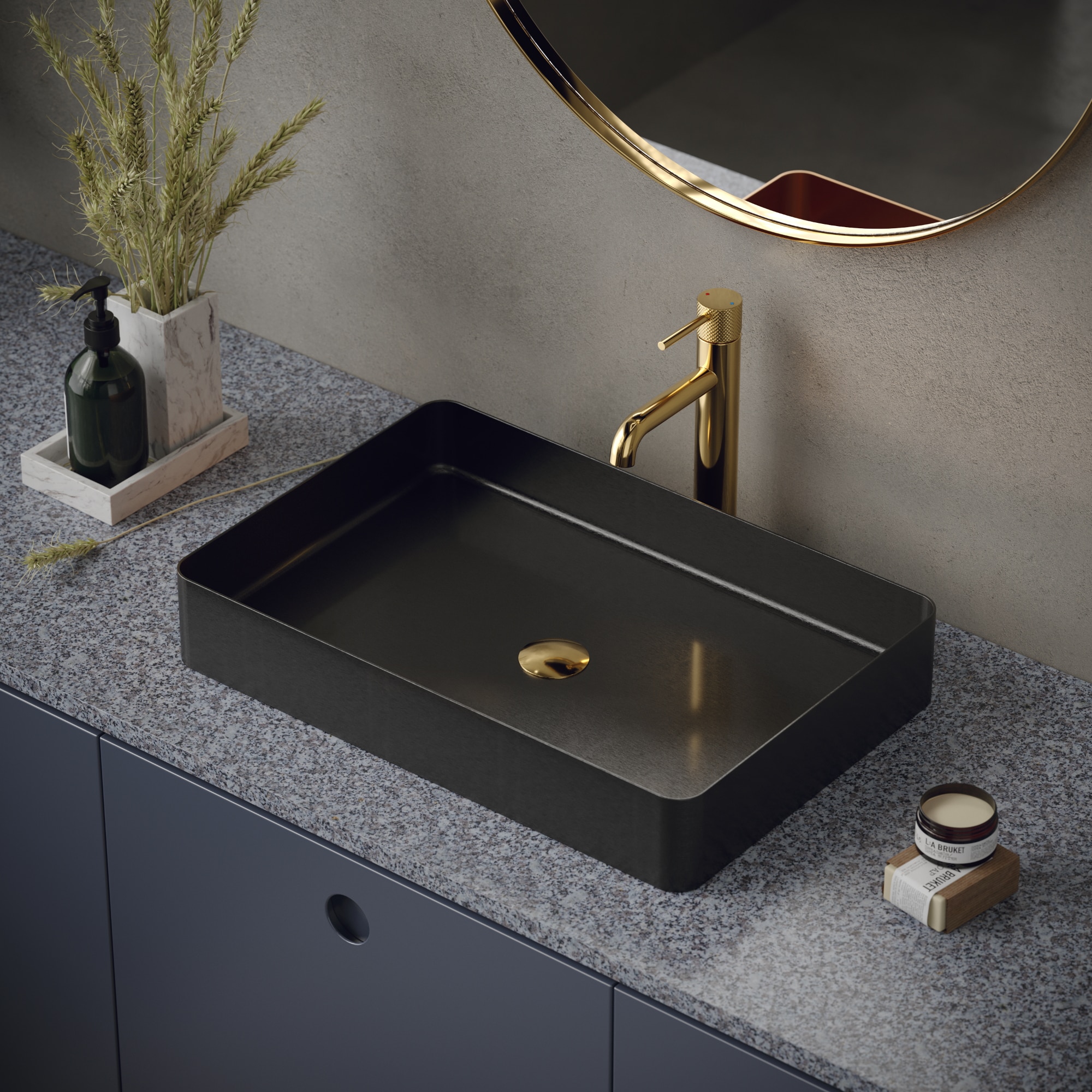 Karran CCV600GG Stainless steel Vessel Rectangular Traditional Gunmetal Grey Bathroom Sink with Drain Included ( 23.625-in x 15.75-in )