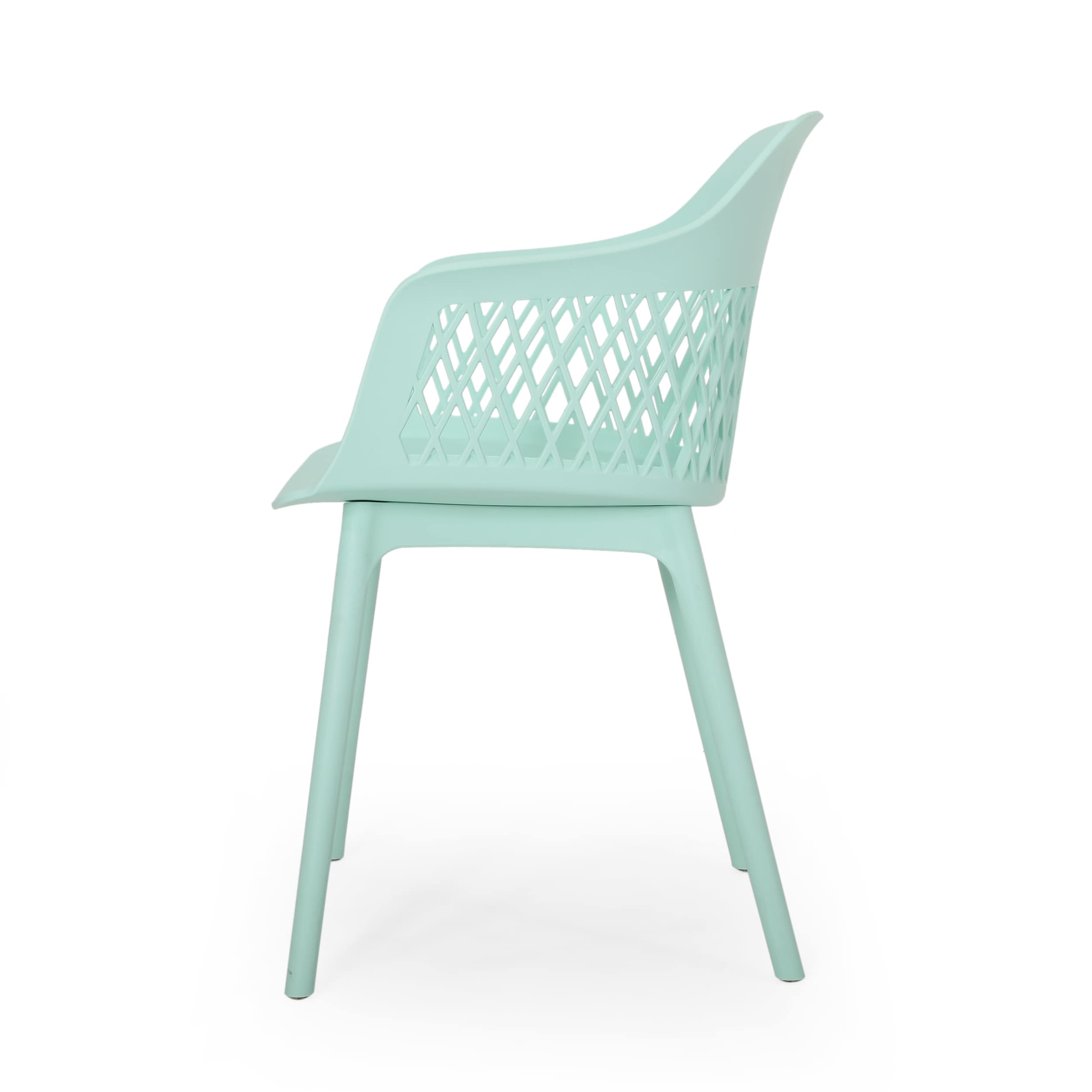 Mint Polypropylene Resin Modern Outdoor Dining Chair Set