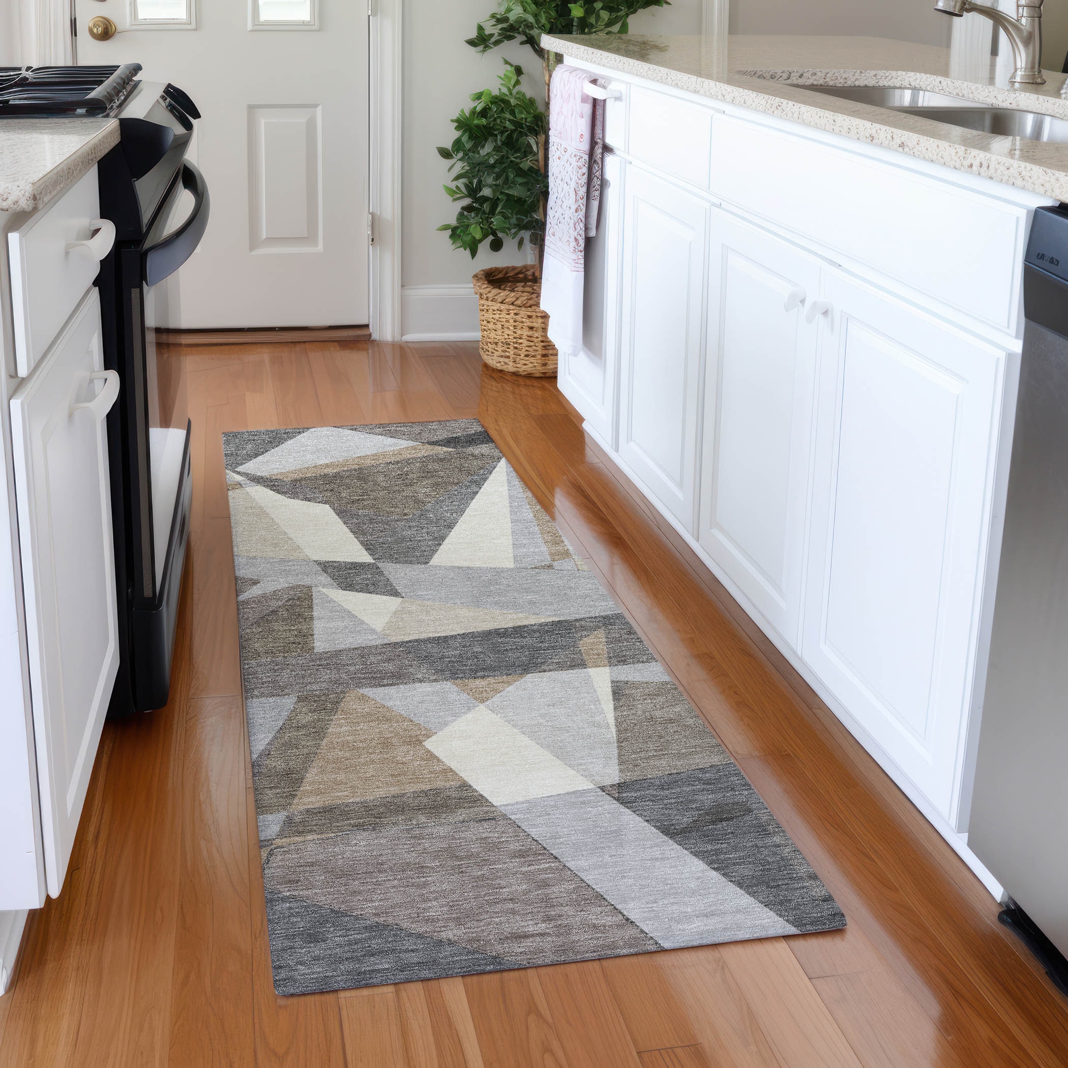 Addison Rugs ACN1613TP2X8 Chantille ACN1613TP 2 x 7 (ft) Polyester Taupe Rectangular Indoor/Outdoor Geometric Machine washable Runner rug