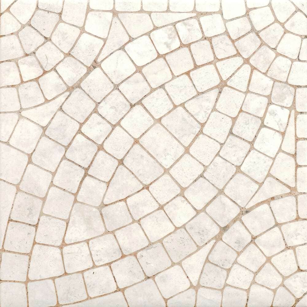 The Tile Life TMIKR0808KR Roman Road White 8-in x 8-in Satin Porcelain Encaustic Standard Floor and Wall Tile ( 10.76-sq ft Carton )