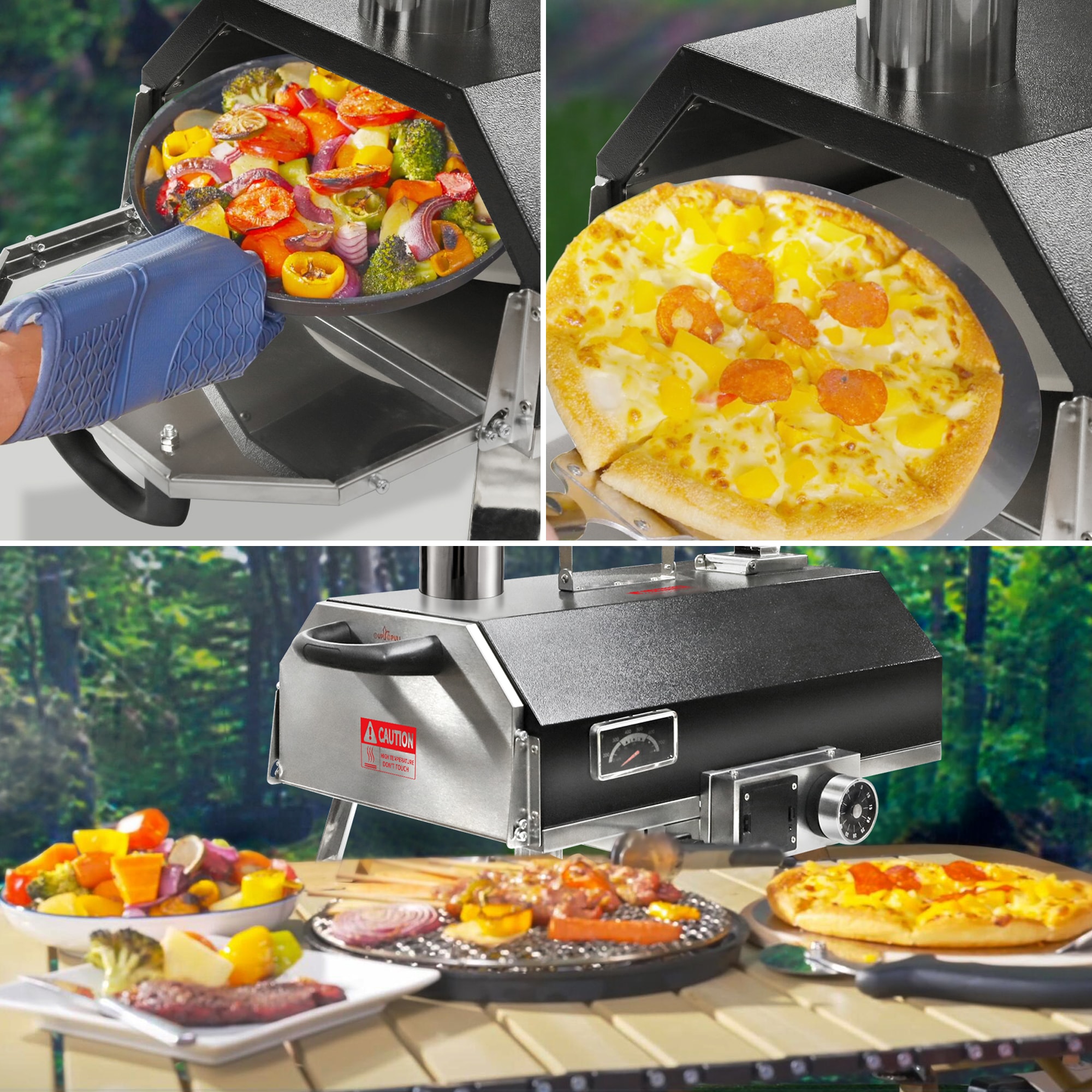 Lordear Pizza Oven BBQ and Steak Automatic Rotation Stainless Steel Hearth Wood Pellet Outdoor Pizza Oven LGNE240307MAR Sansujyuku sansujyuku.com