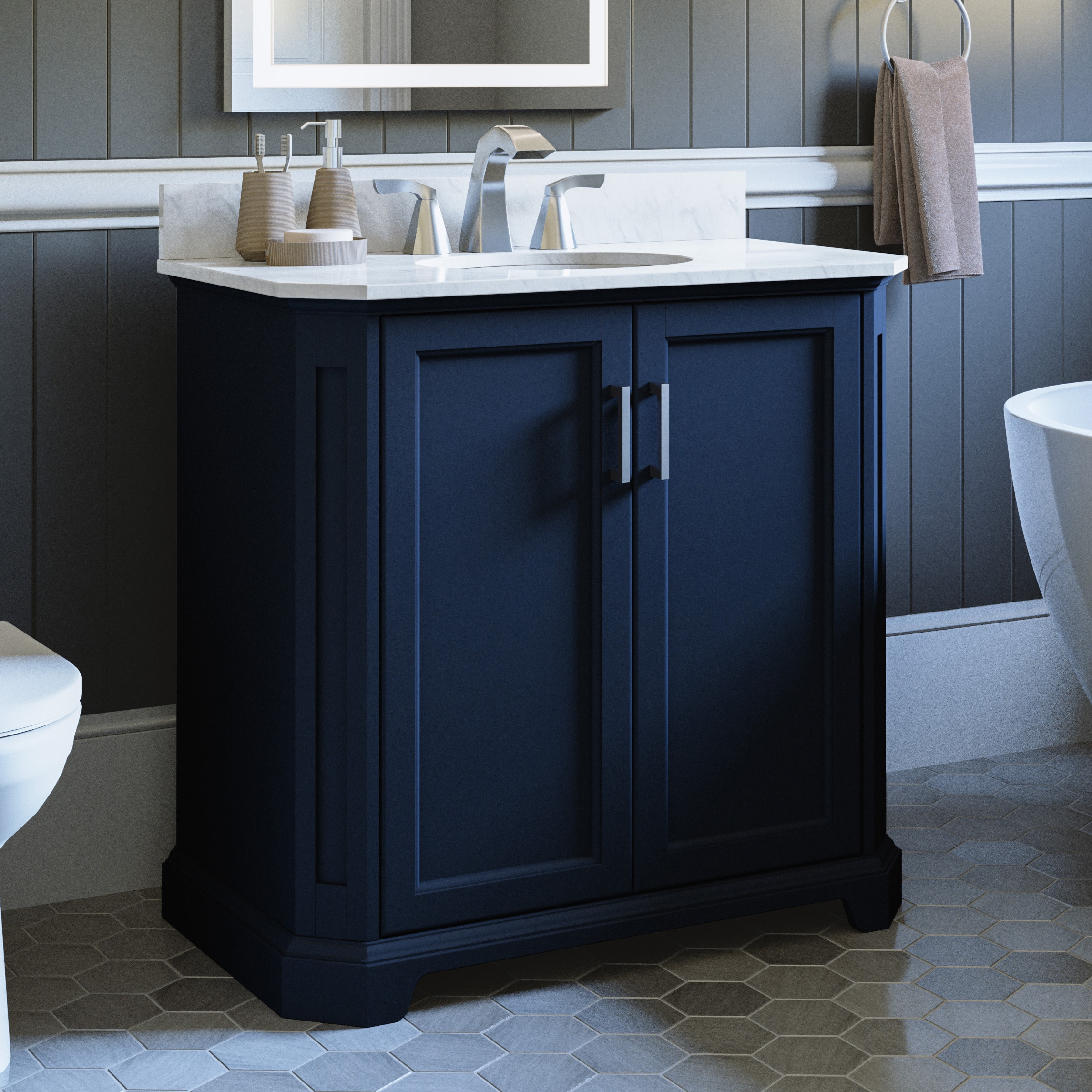 allen + roth A+R 60-IN WINDSOR BLUE VANITY at