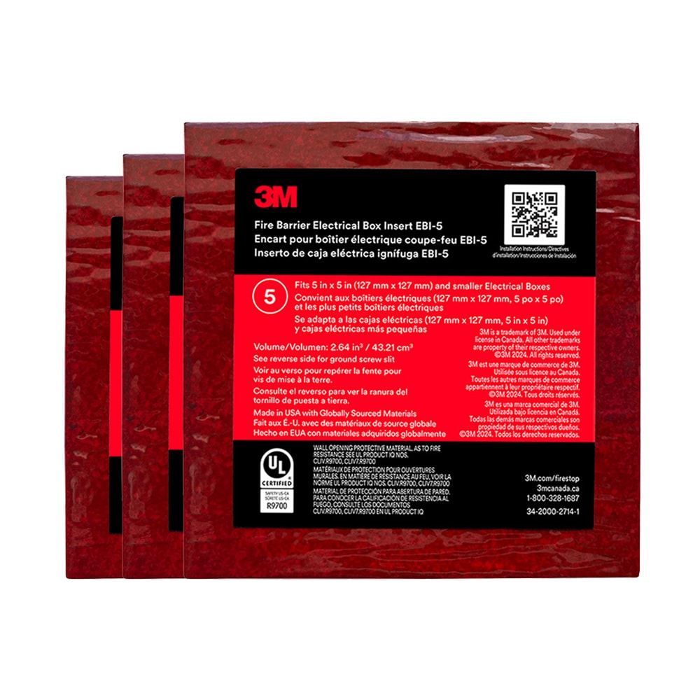 3M FIRE BARRIER BOX INSERTS 5X5 Metal Square Electrical Box 3 -Pack