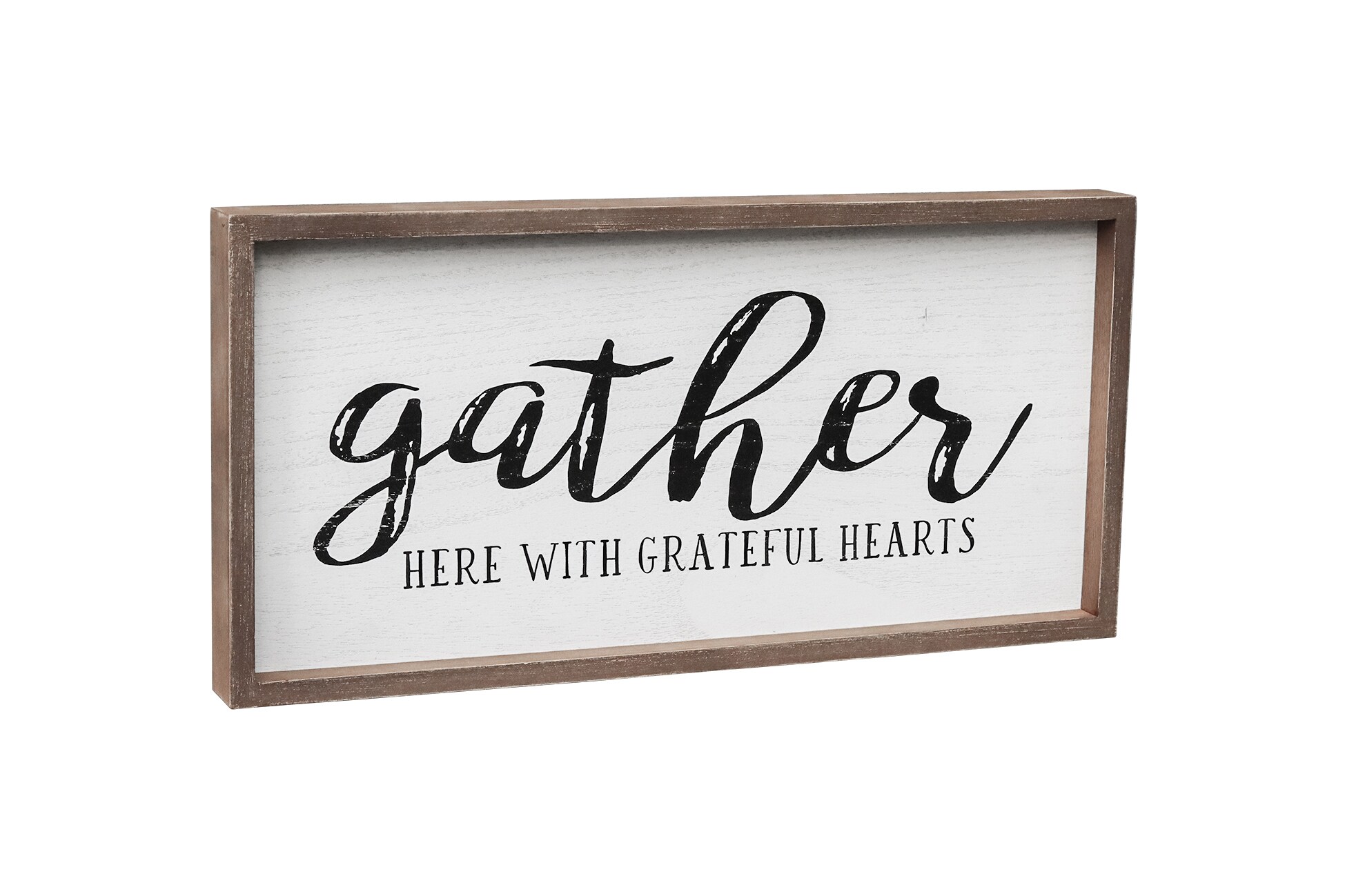 Parisloft Gather Sign Brown Wood Framed 9.5-in H x 19.375-in W ...